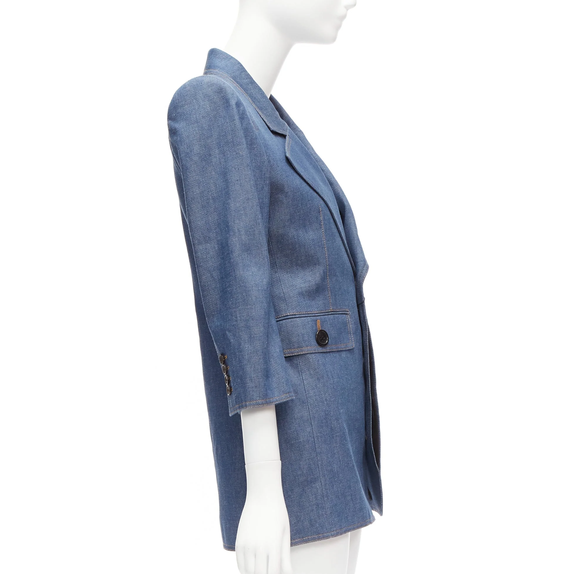 Women's Saint Laurent denim Power shoulder blazer mini dress - Image 10