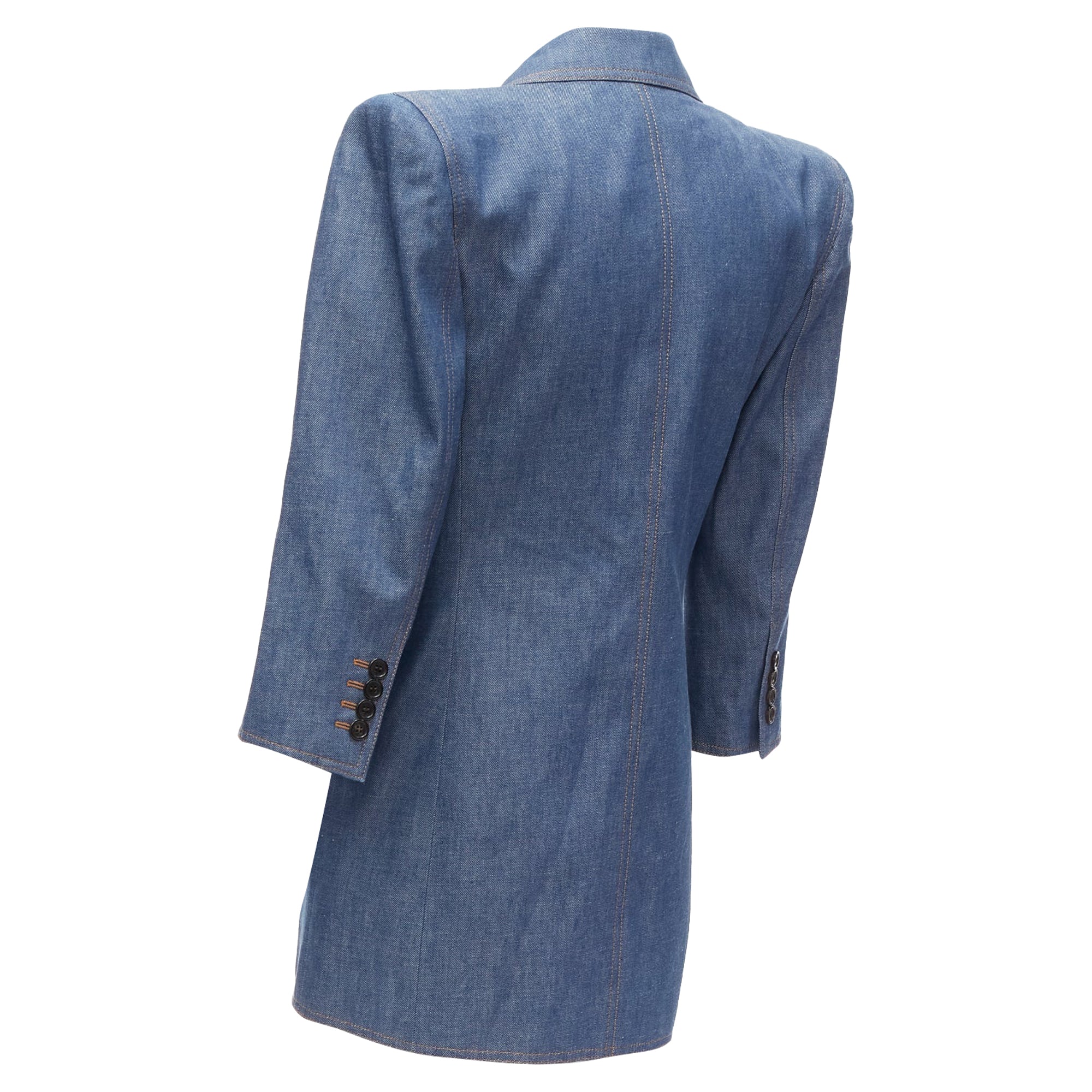 Women's Saint Laurent denim Power shoulder blazer mini dress - Image 6