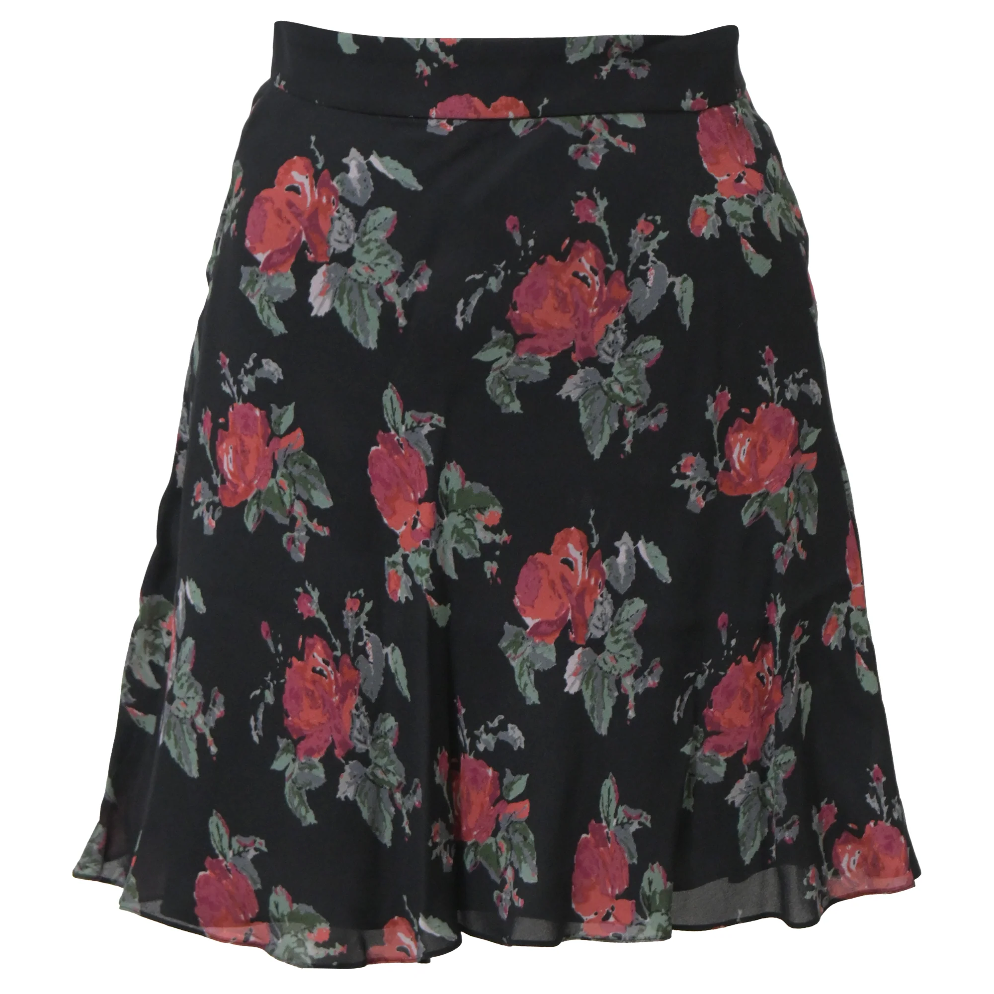 Women's Saint Laurent Floral Print Mini A-Line Skirt in Multicolor Chiffon