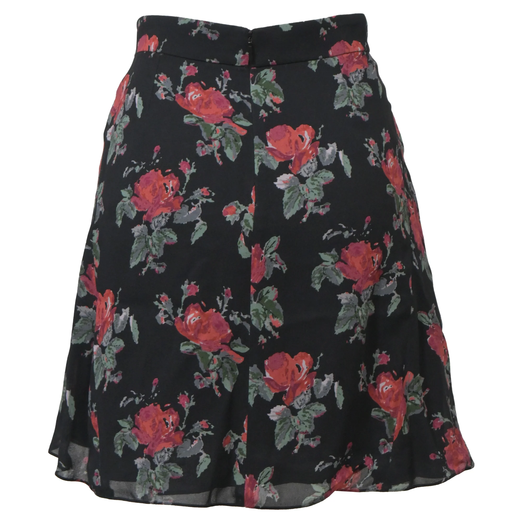Women's Saint Laurent Floral Print Mini A-Line Skirt in Multicolor Chiffon - Image 3