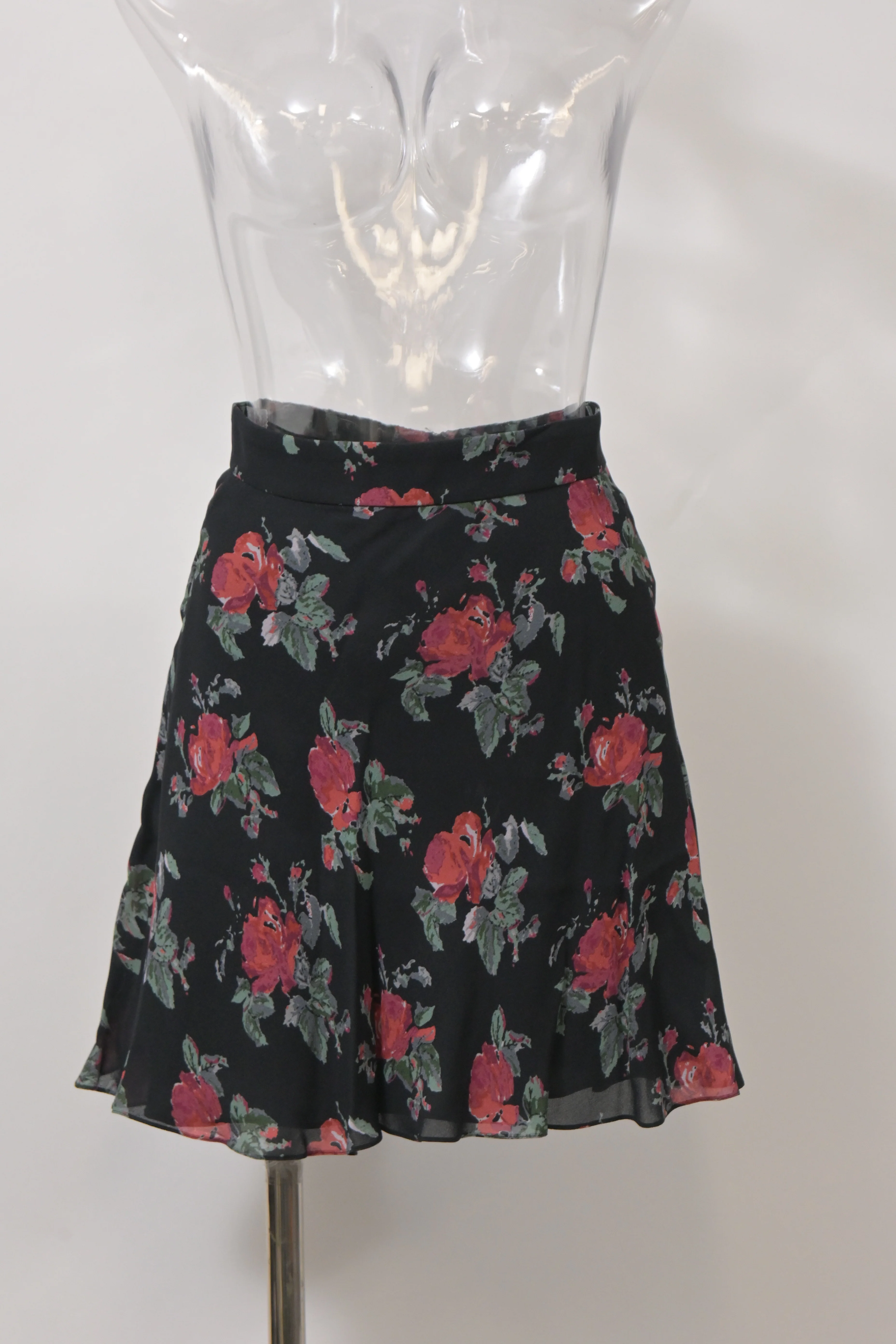 Women's Saint Laurent Floral Print Mini A-Line Skirt in Multicolor Chiffon - Image 6