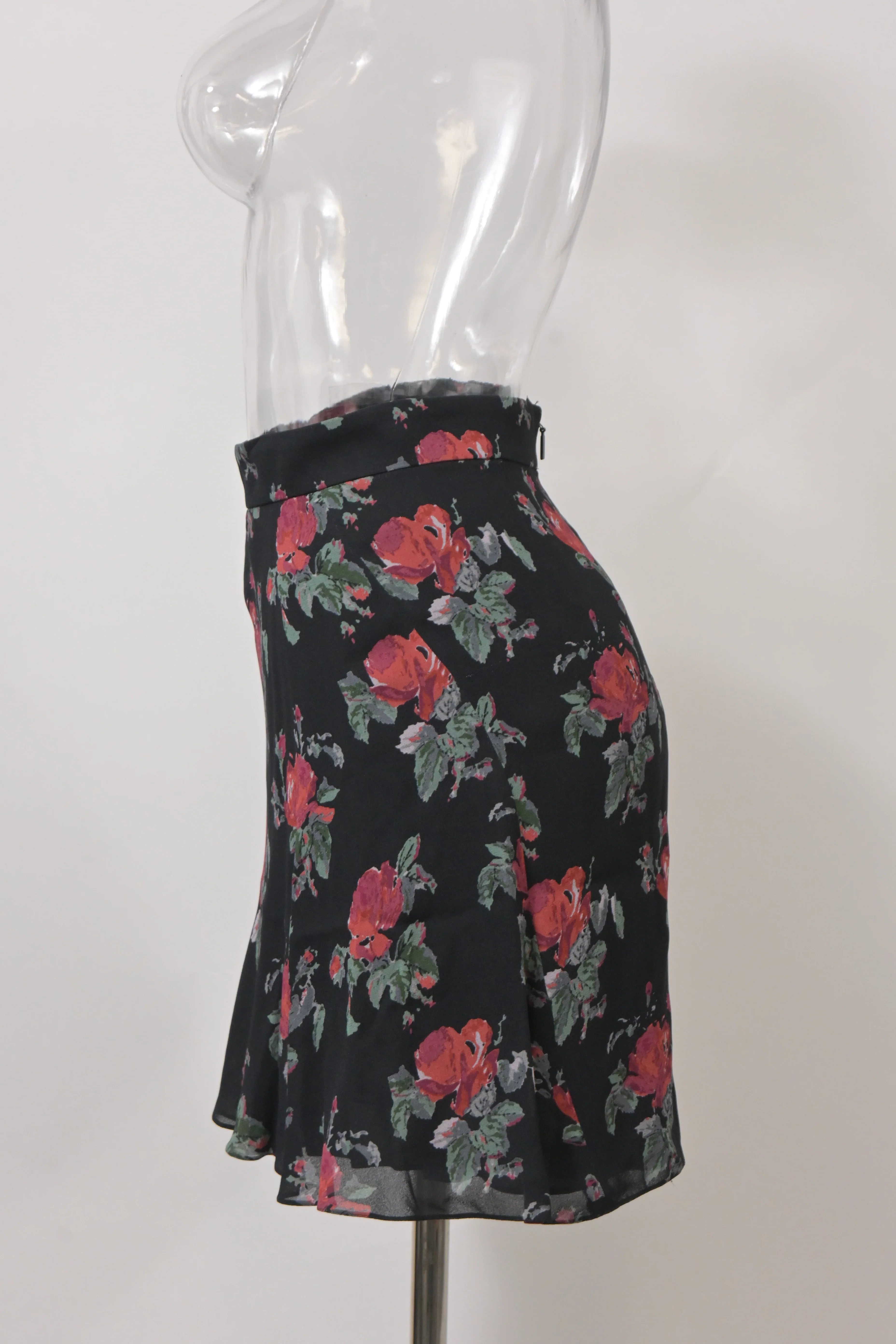 Women's Saint Laurent Floral Print Mini A-Line Skirt in Multicolor Chiffon - Image 7