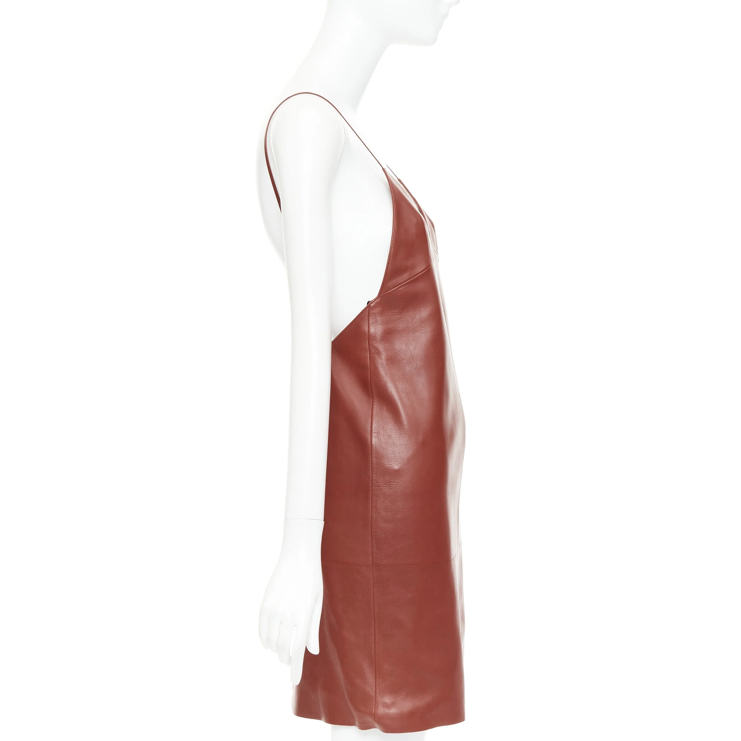 Women's Saint Laurent Goji lambskin plunge low cut back slip dress - Image 4