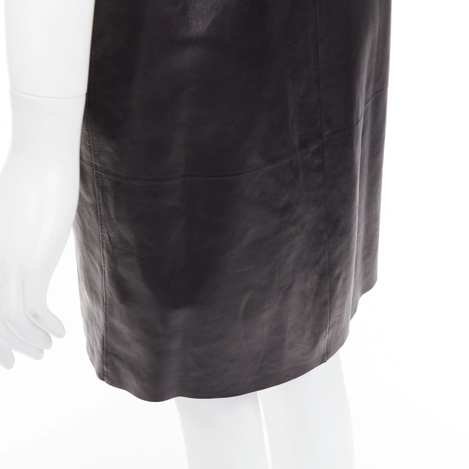 Women's Saint Laurent lambskin plunge low cut open back slip dress - Image 8