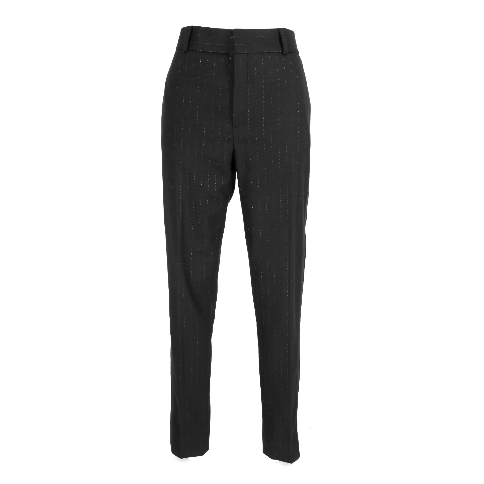 Women's Saint Laurent Pinstriped Trousers in Black Wool - Image 7