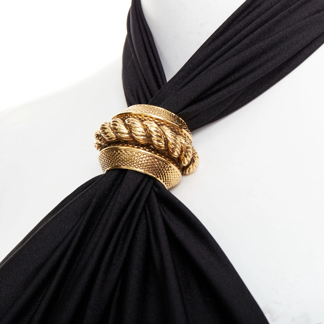 Women's Saint Laurent Runway metal brooch halter cutout jumpsuit - Image 7