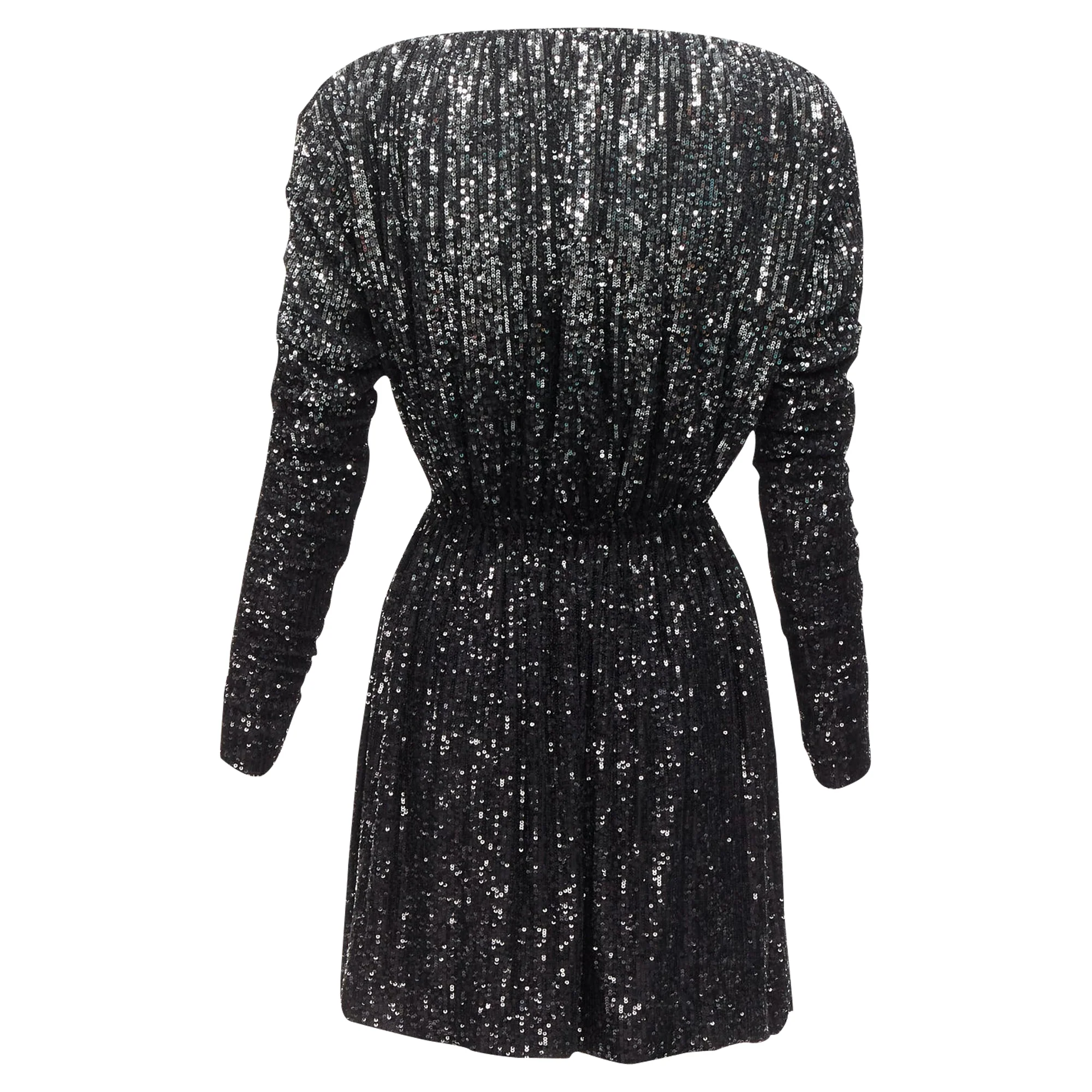 Women's Saint Laurent silver gradient sequins cropped mini bateau dress - Image 5