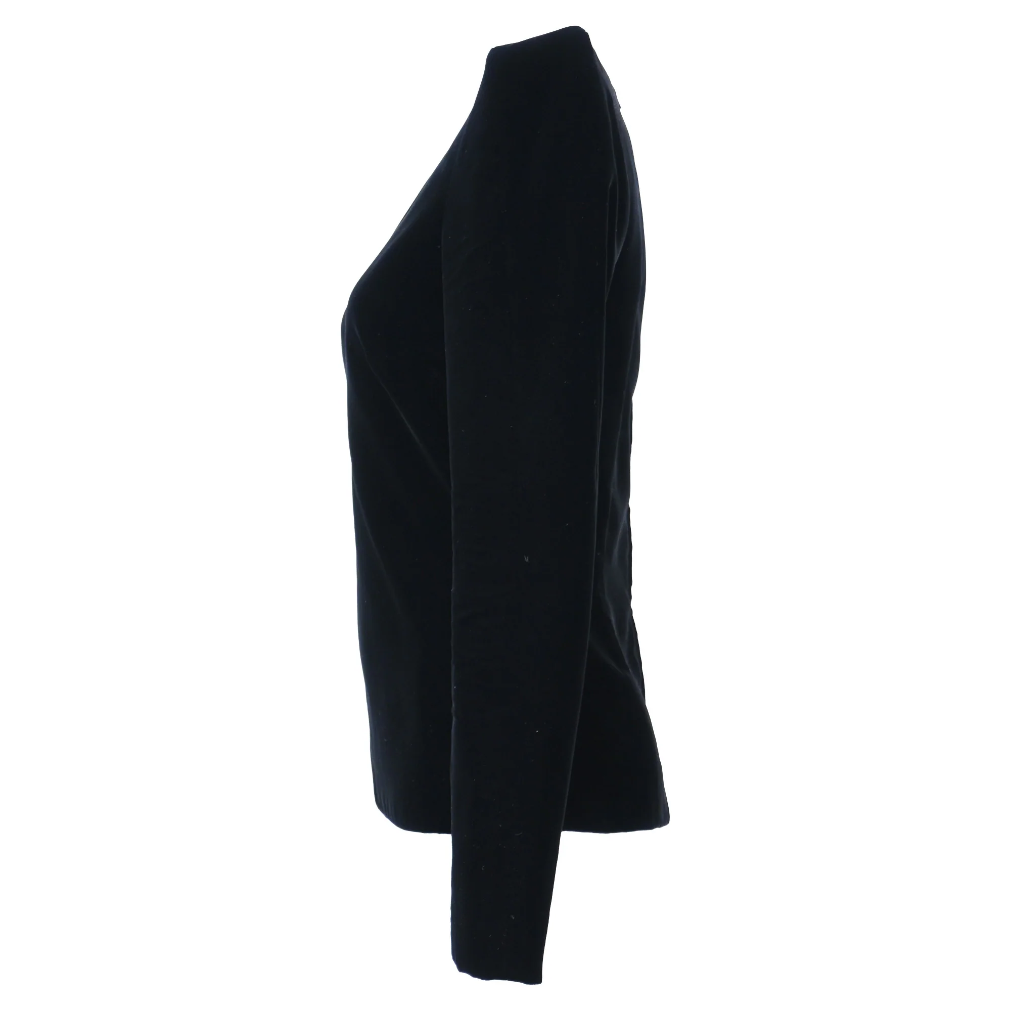 Women's Saint Laurent Structured Long-sleeve Velvet Top in Black Viscose - Image 4