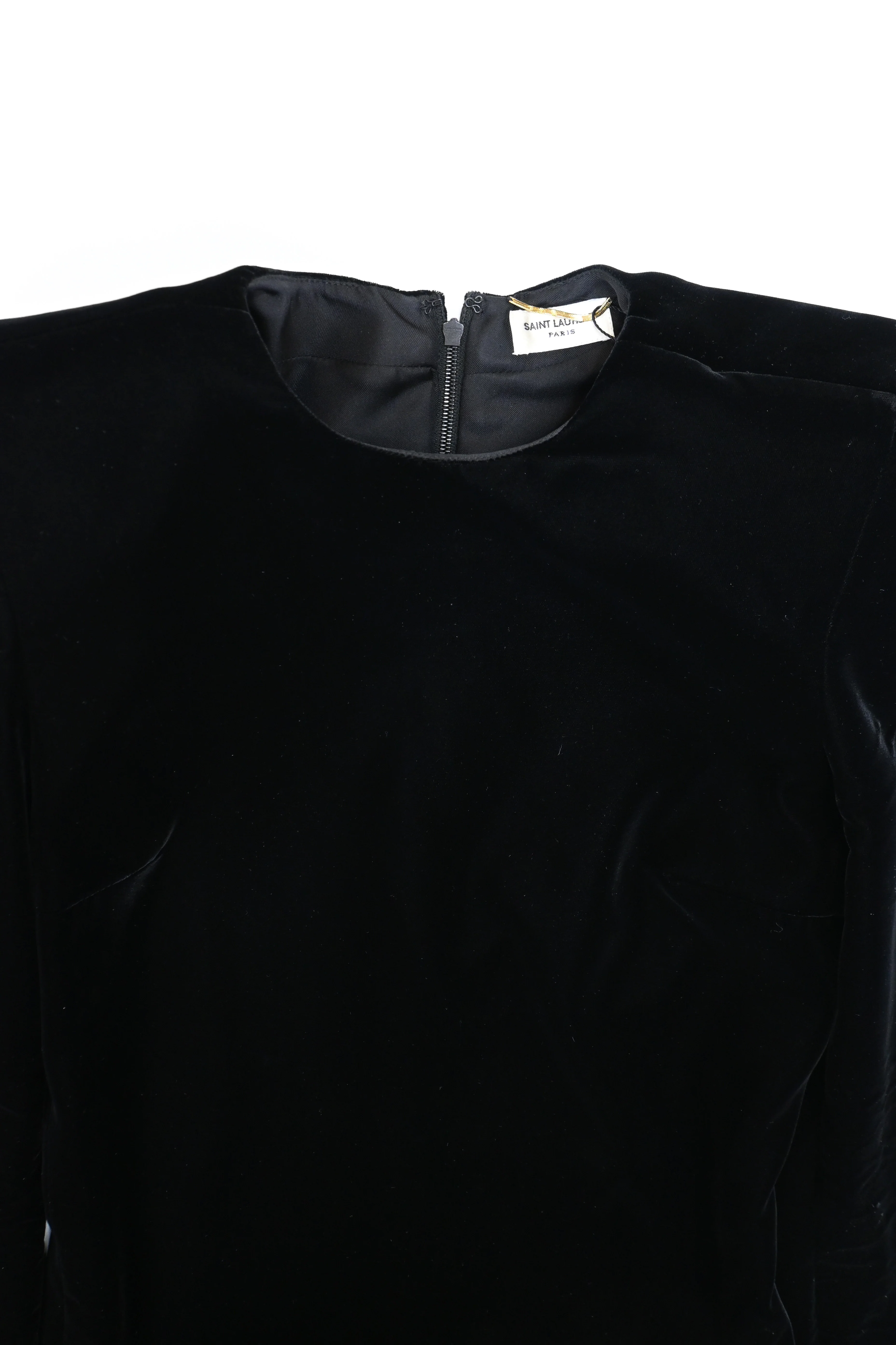 Women's Saint Laurent Structured Long-sleeve Velvet Top in Black Viscose - Image 9