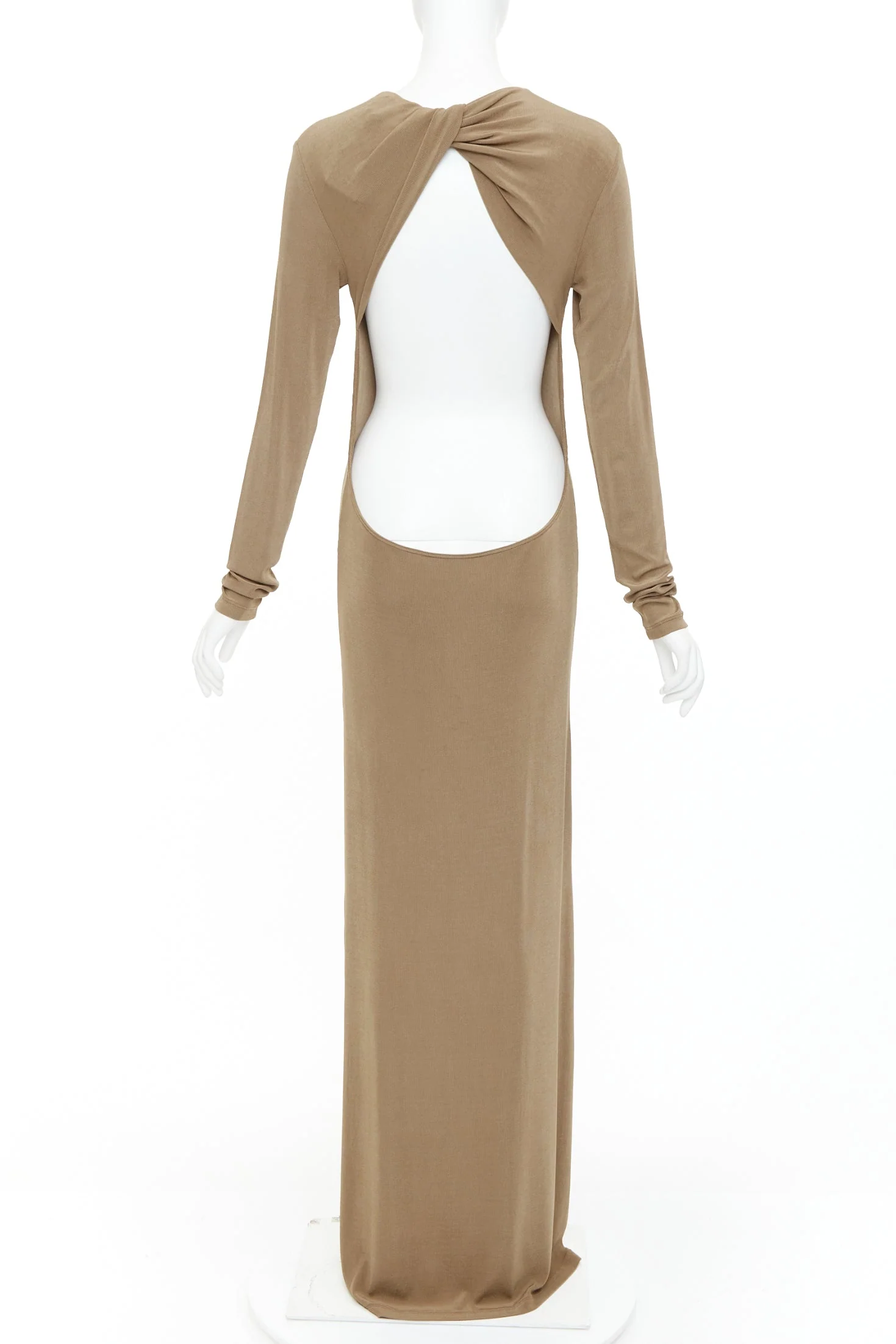 Women's Saint Laurent viscose blend knit knot open back gown dress