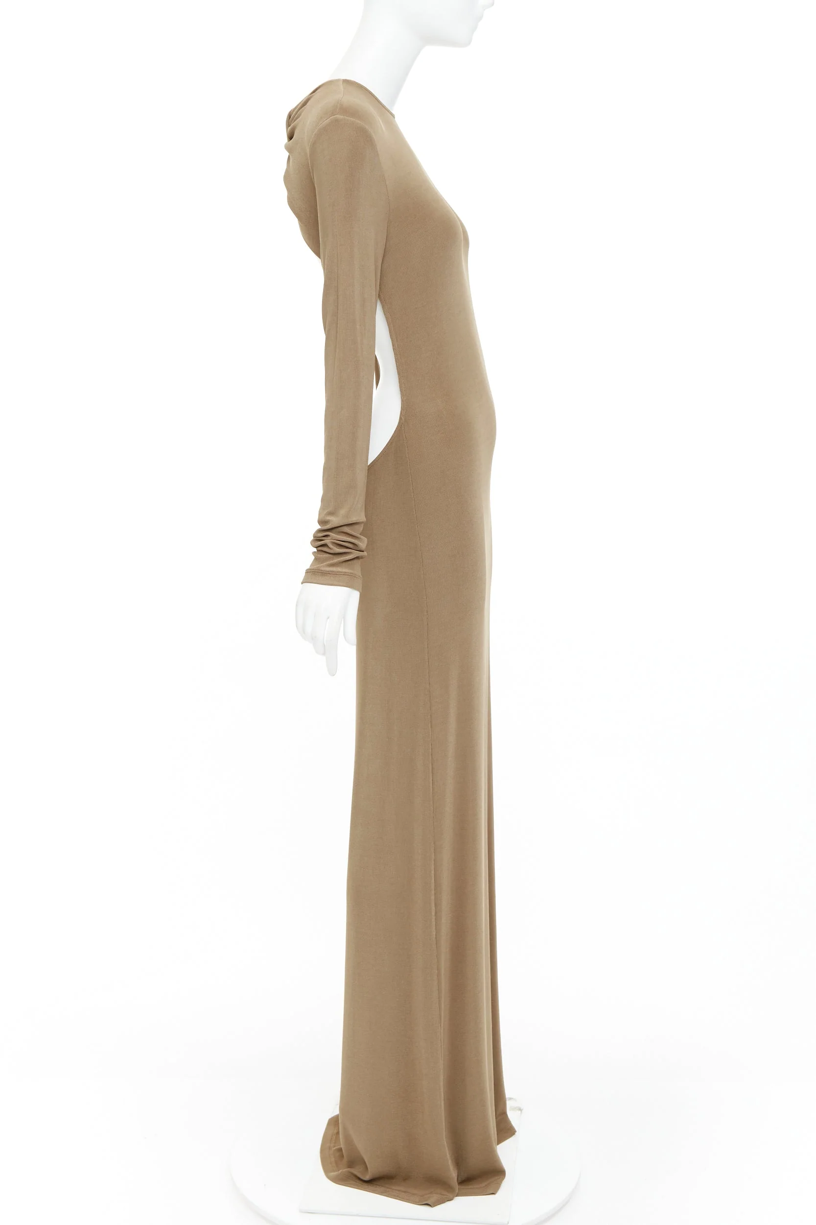 Women's Saint Laurent viscose blend knit knot open back gown dress - Image 4