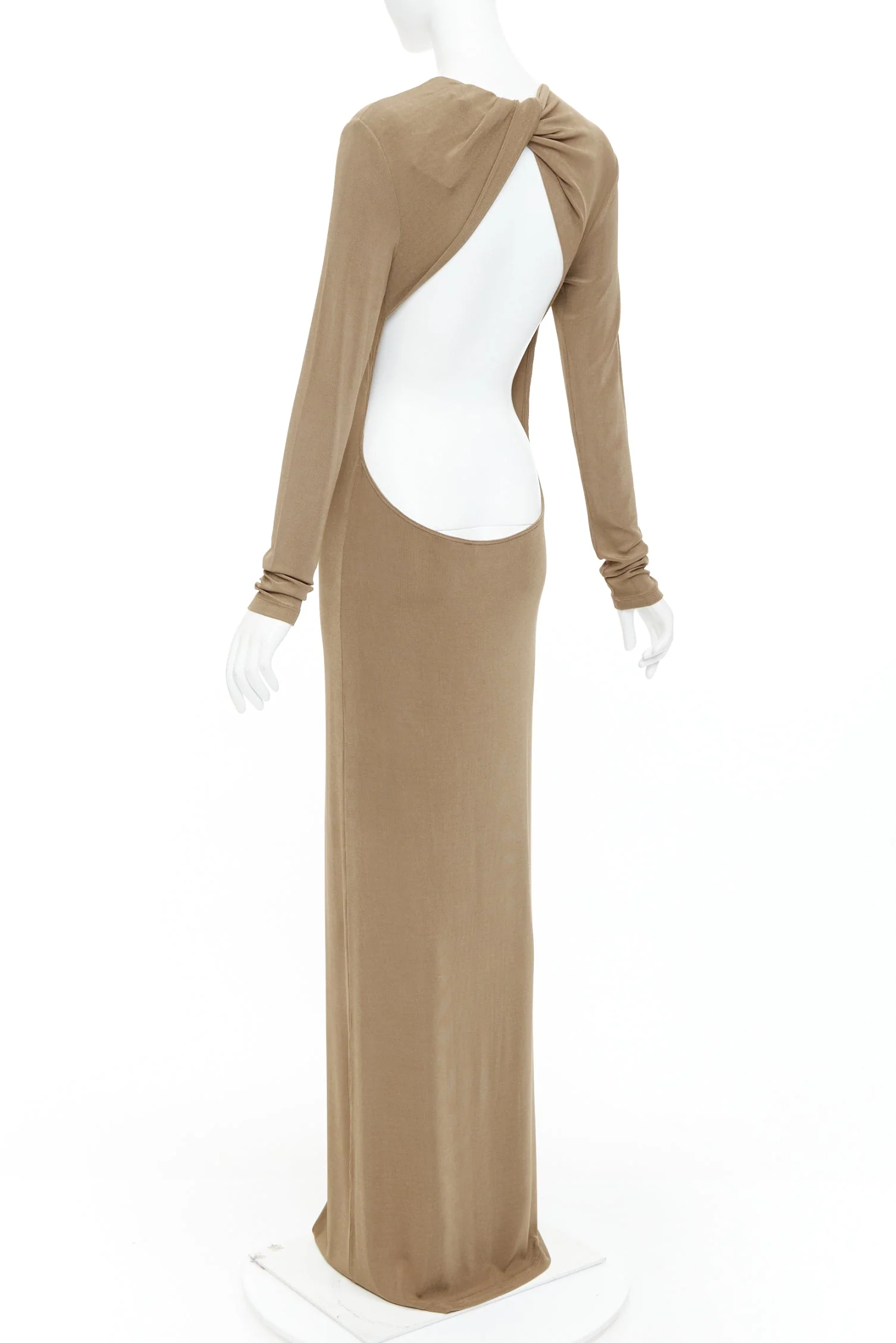 Women's Saint Laurent viscose blend knit knot open back gown dress - Image 5