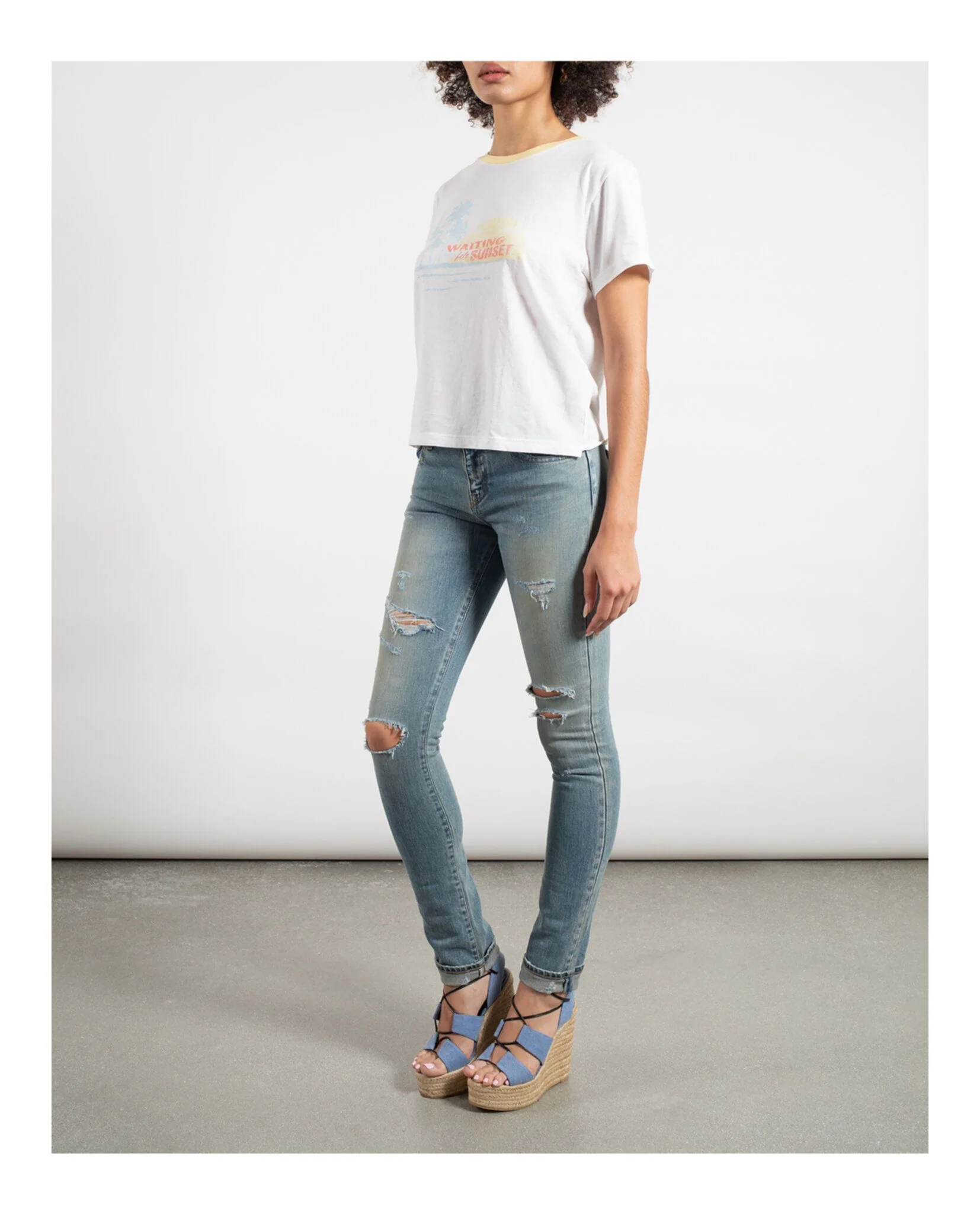 Women's Saint Laurent Womens Distressed Skinny Jeans - Image 2