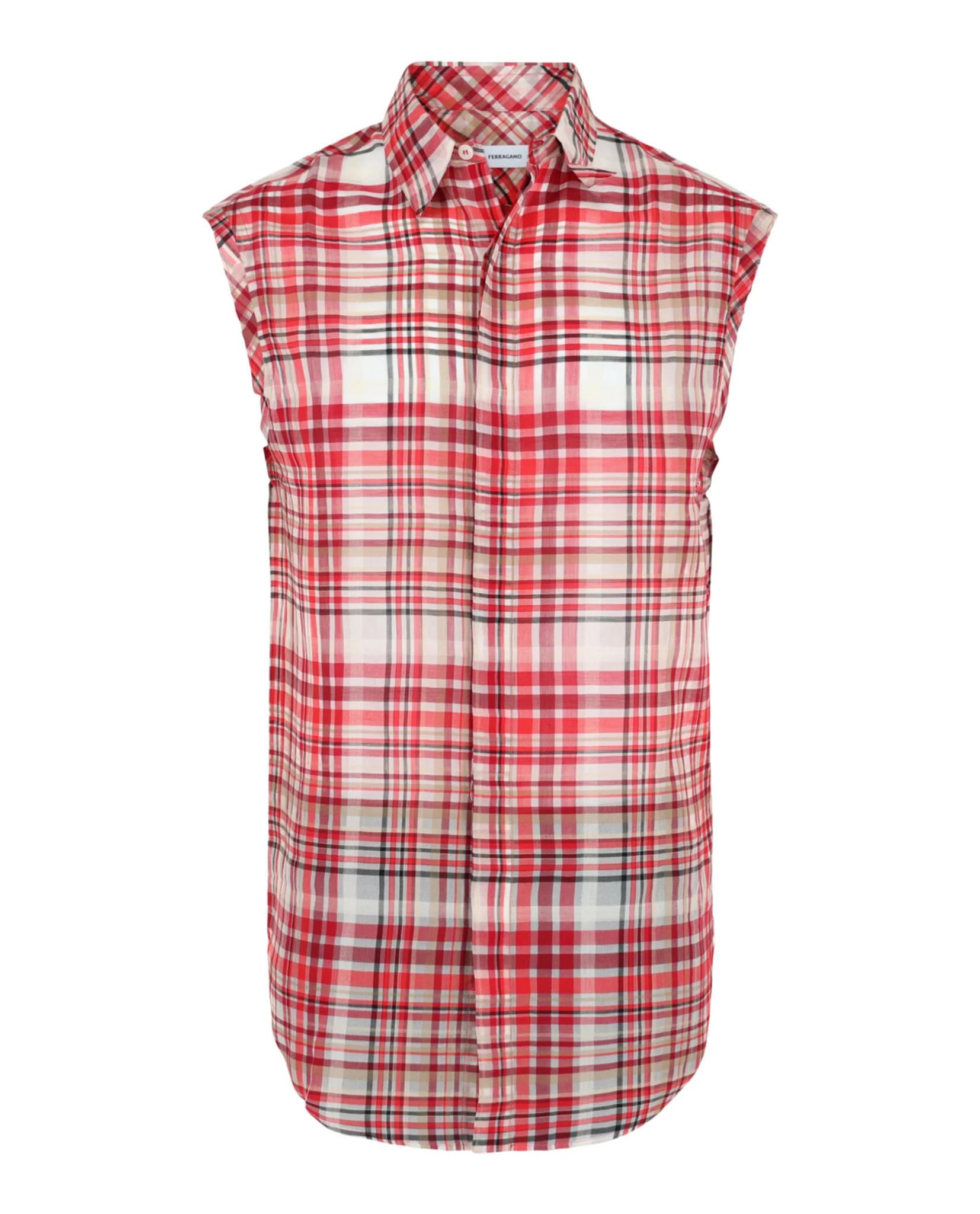 Men's Plaid Print Sleeveless Shirt