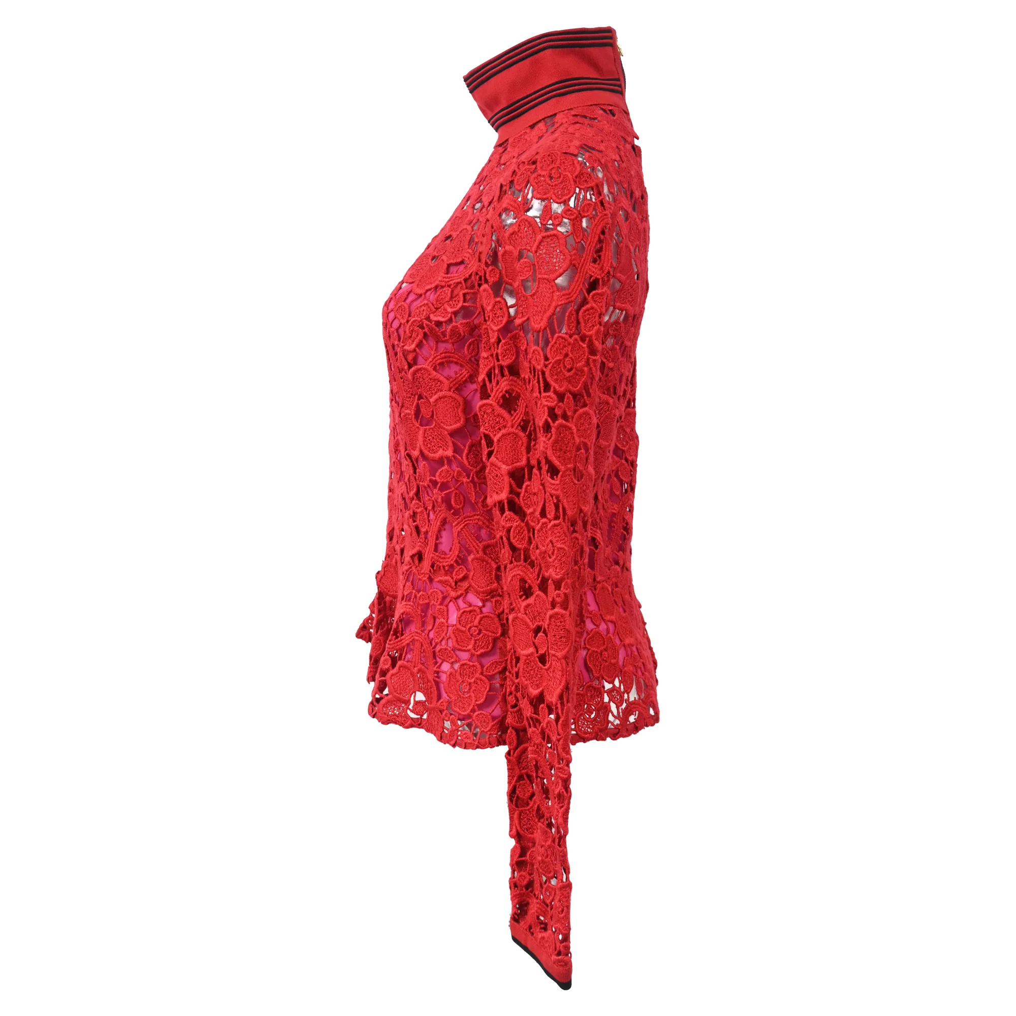 Women's Salvatore Ferragamo Lace Blouse in Red Cotton - Image 2