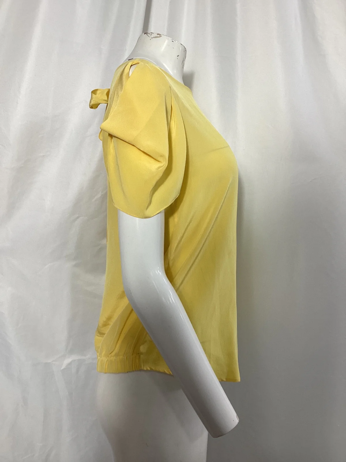 Women's Sandro Flowy Sleeve Blouse in Yellow Silk - Image 8