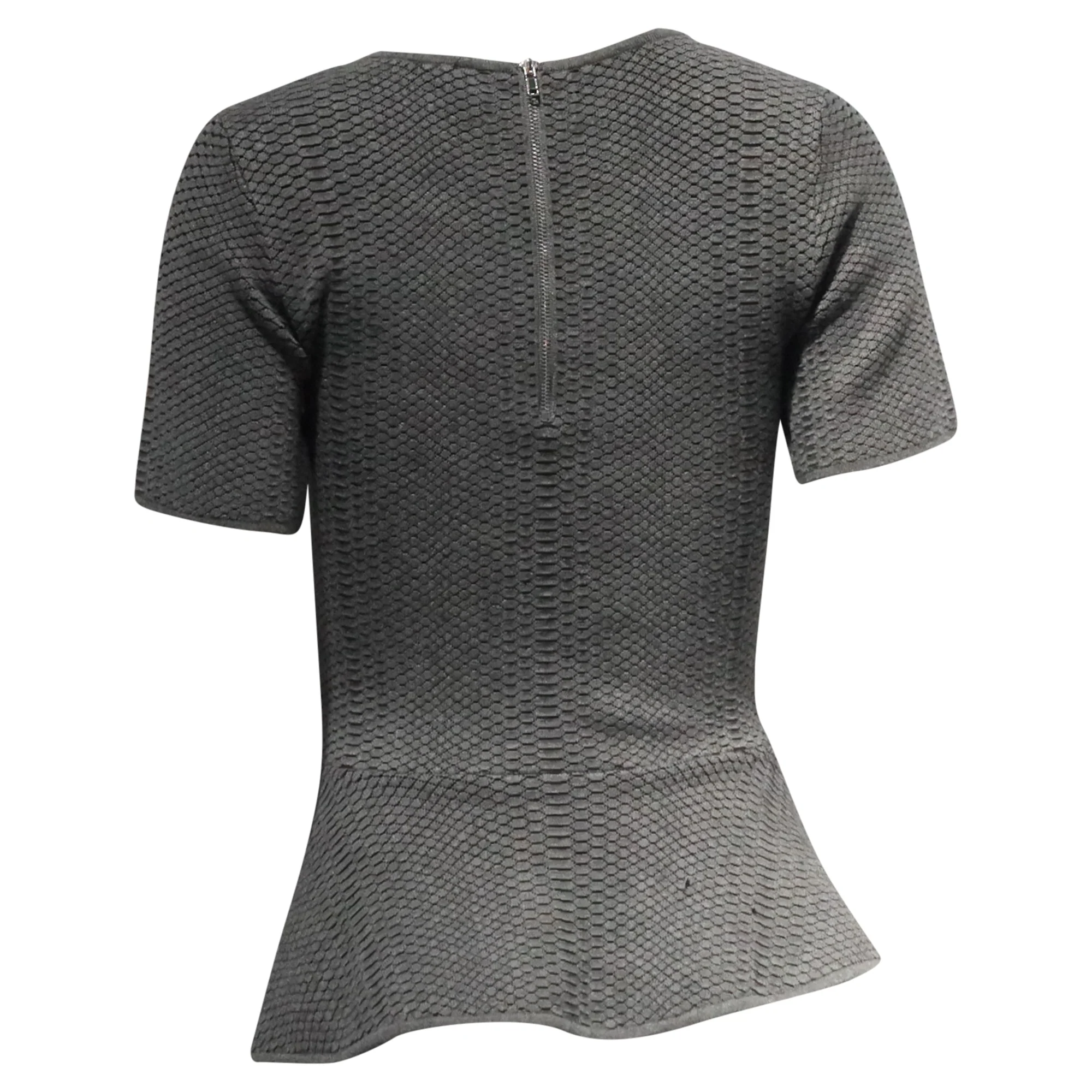 Women's Sandro Knitted Peplum Blouse in Grey Viscose - Image 4