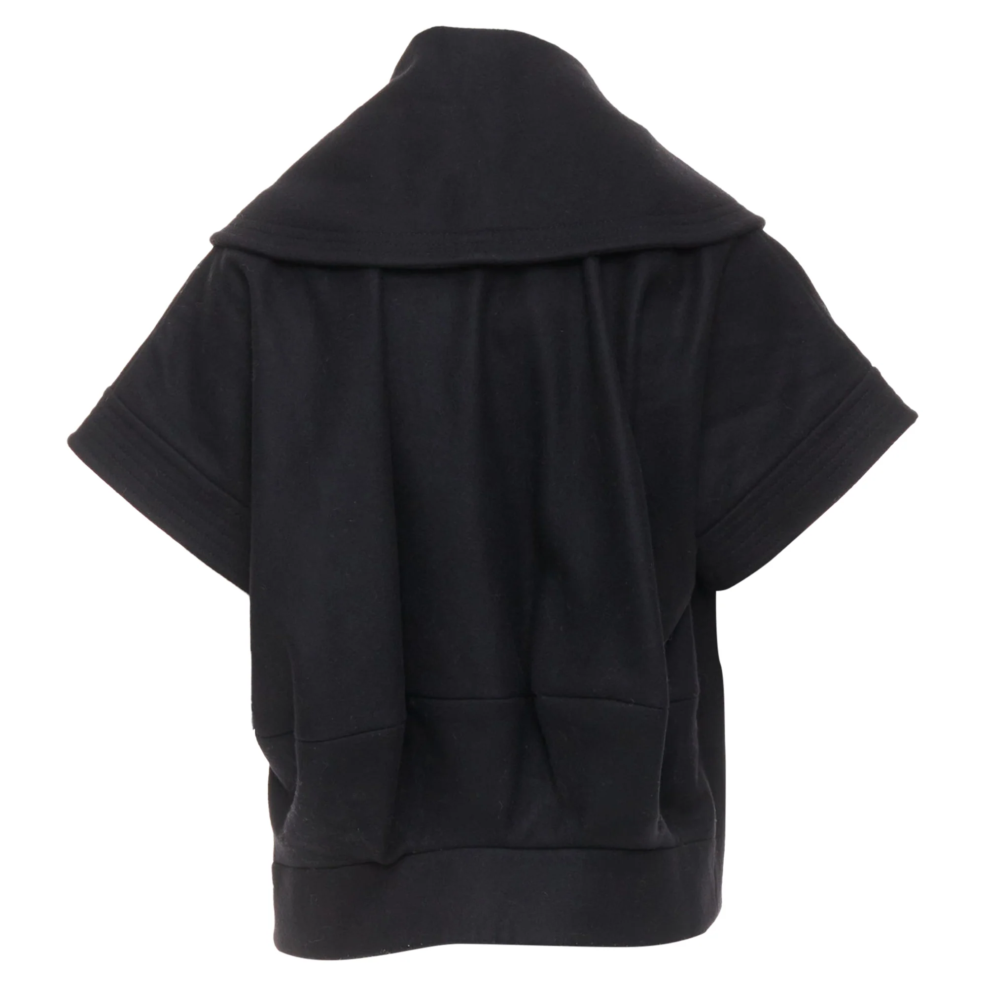 Women's STELLA MCCARTNEY 2005 black wool cashmere wide collar woven buttons coat IT40 S - Image 5