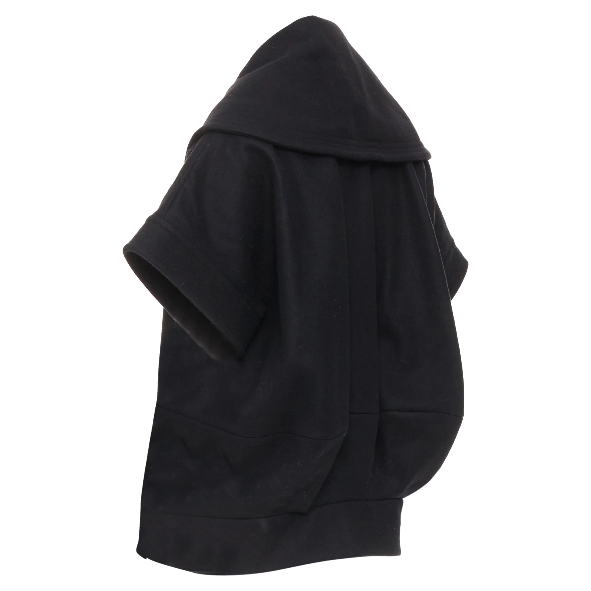 Women's STELLA MCCARTNEY 2005 black wool cashmere wide collar woven buttons coat IT40 S - Image 6