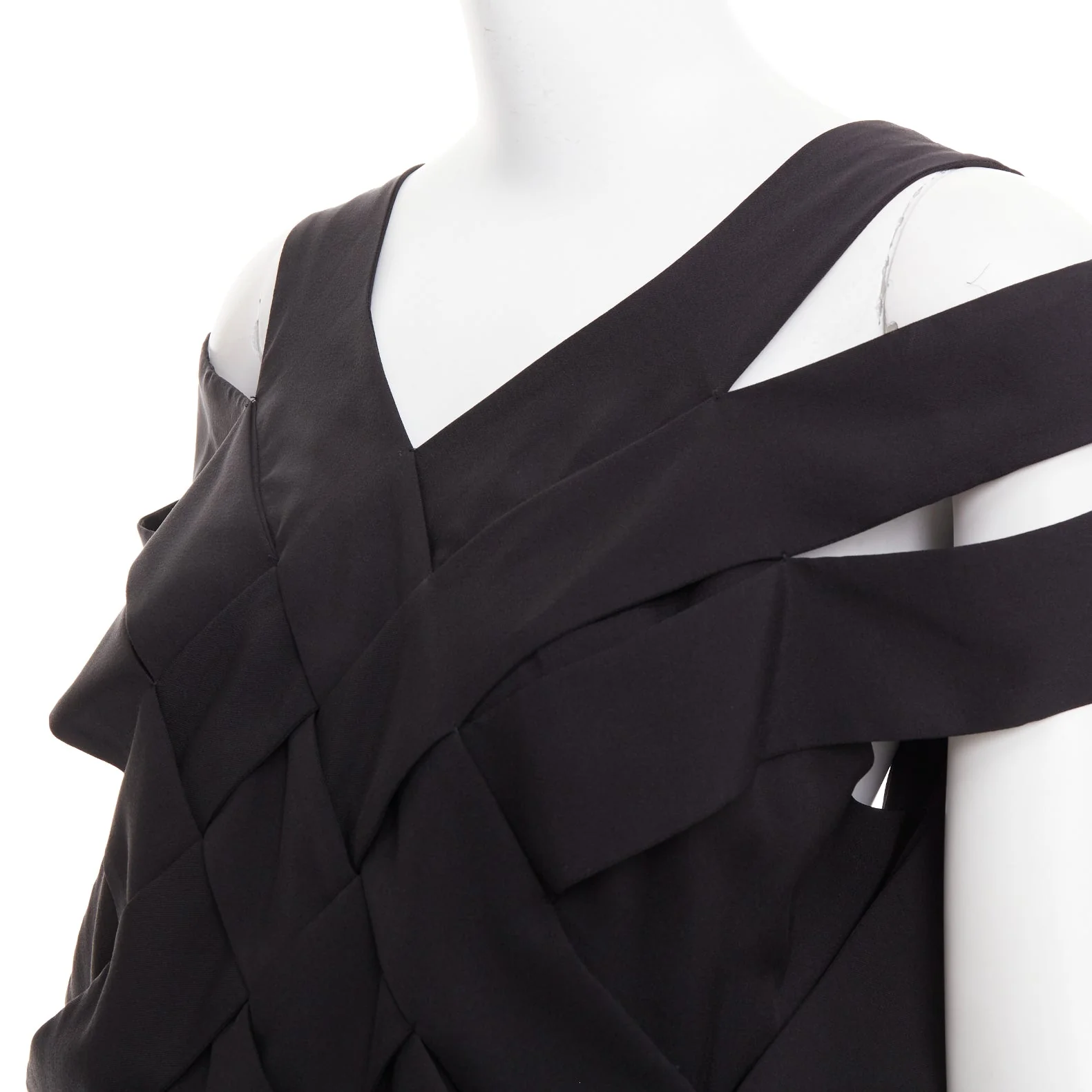 Women's STELLA MCCARTNEY 2008 black silk intrecciato woven open back dress IT40 S - Image 6
