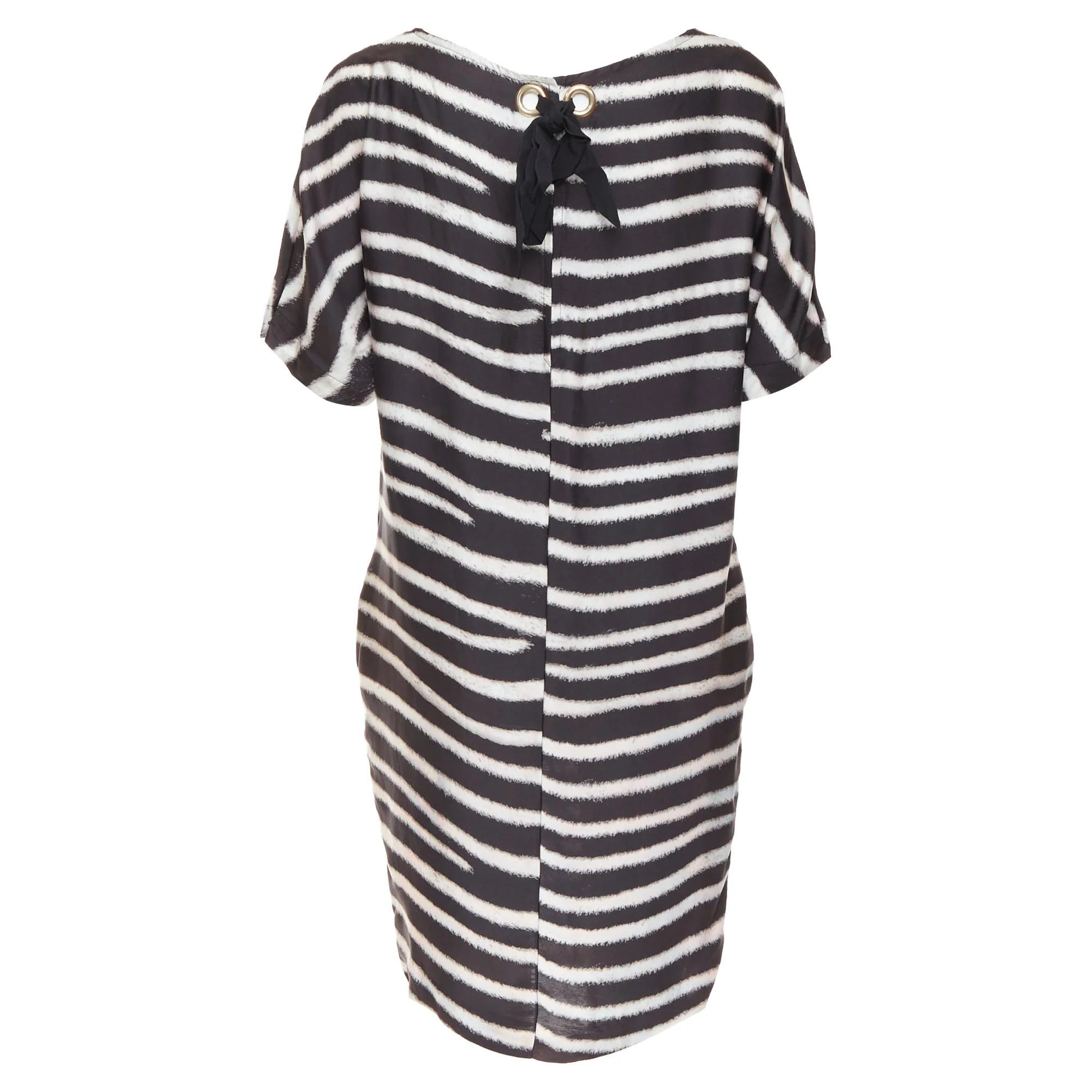 Women's STELLA MCCARTNEY 2009  100% silk black zebra stripe print tent dress IT38 XS - Image 5