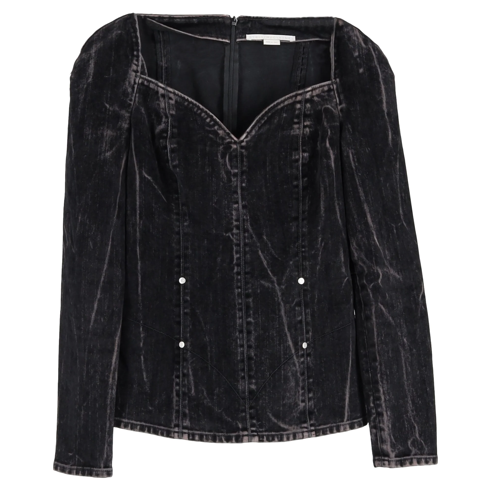 Women's Stella McCartney Flocked Velvet Blouse in Black Denim