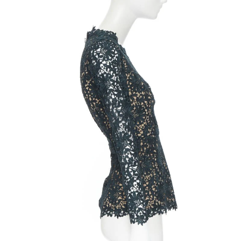 Women's Stella McCartney floral guipure lace fitted waist lined top - Image 10