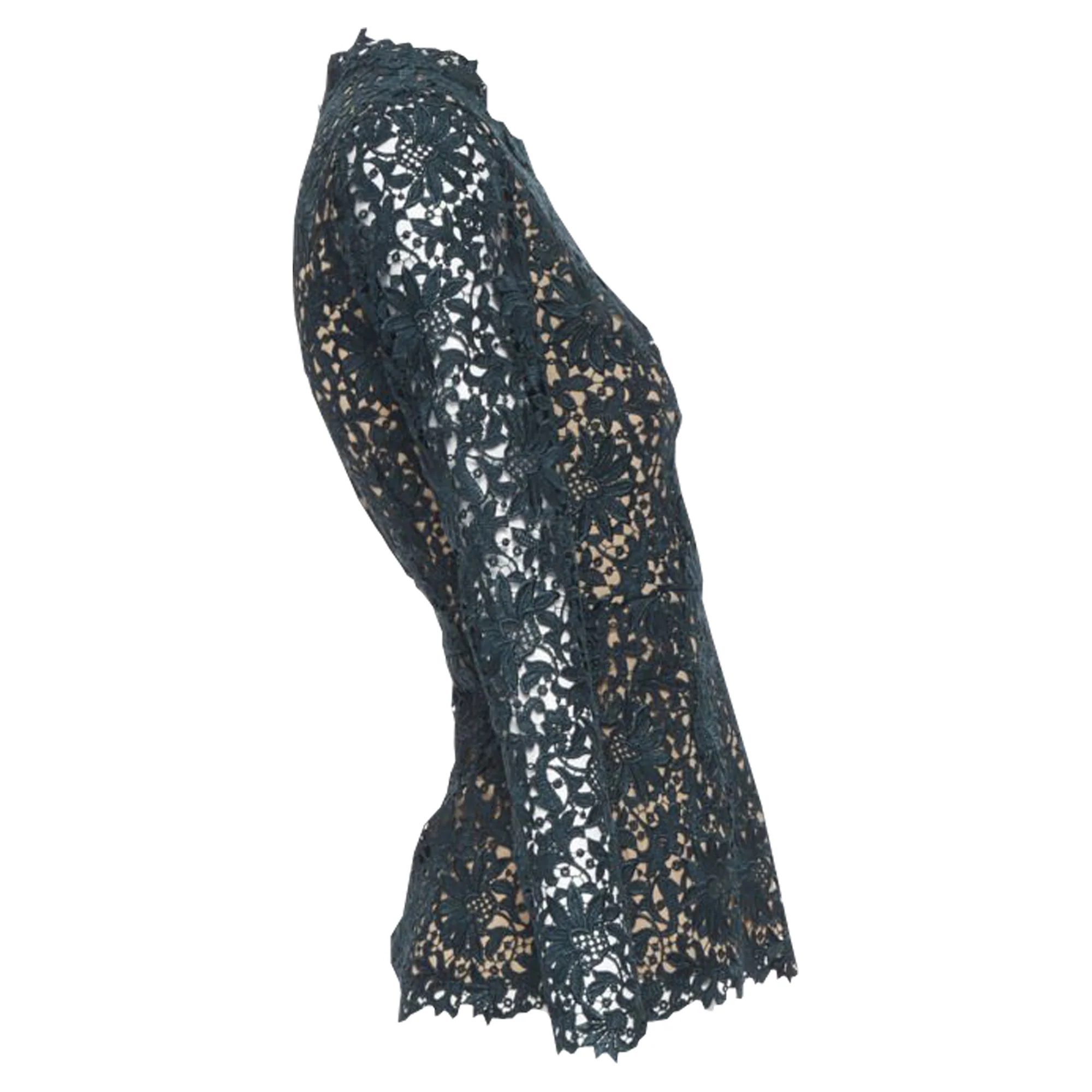 Women's Stella McCartney floral guipure lace fitted waist lined top - Image 4