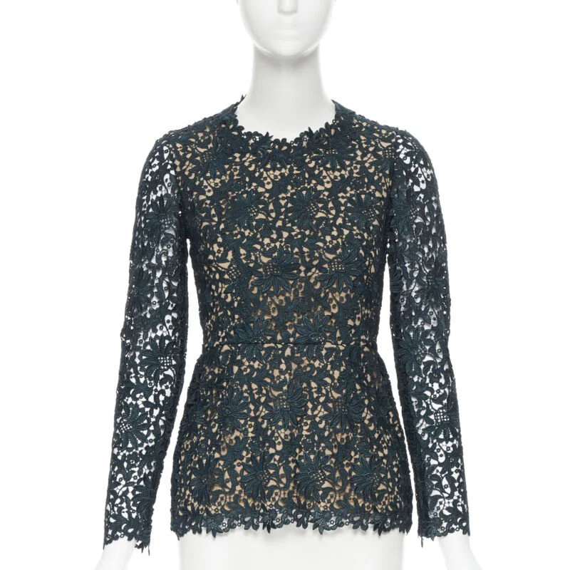 Women's Stella McCartney floral guipure lace fitted waist lined top - Image 7