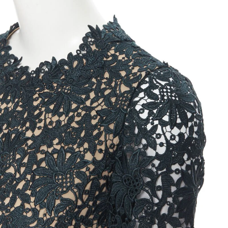 Women's Stella McCartney floral guipure lace fitted waist lined top - Image 8