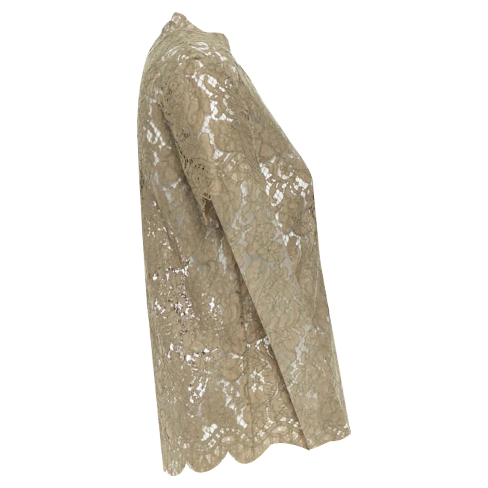 Women's Stella McCartney khaki floral lace short sleeve t-shirt top - Image 4