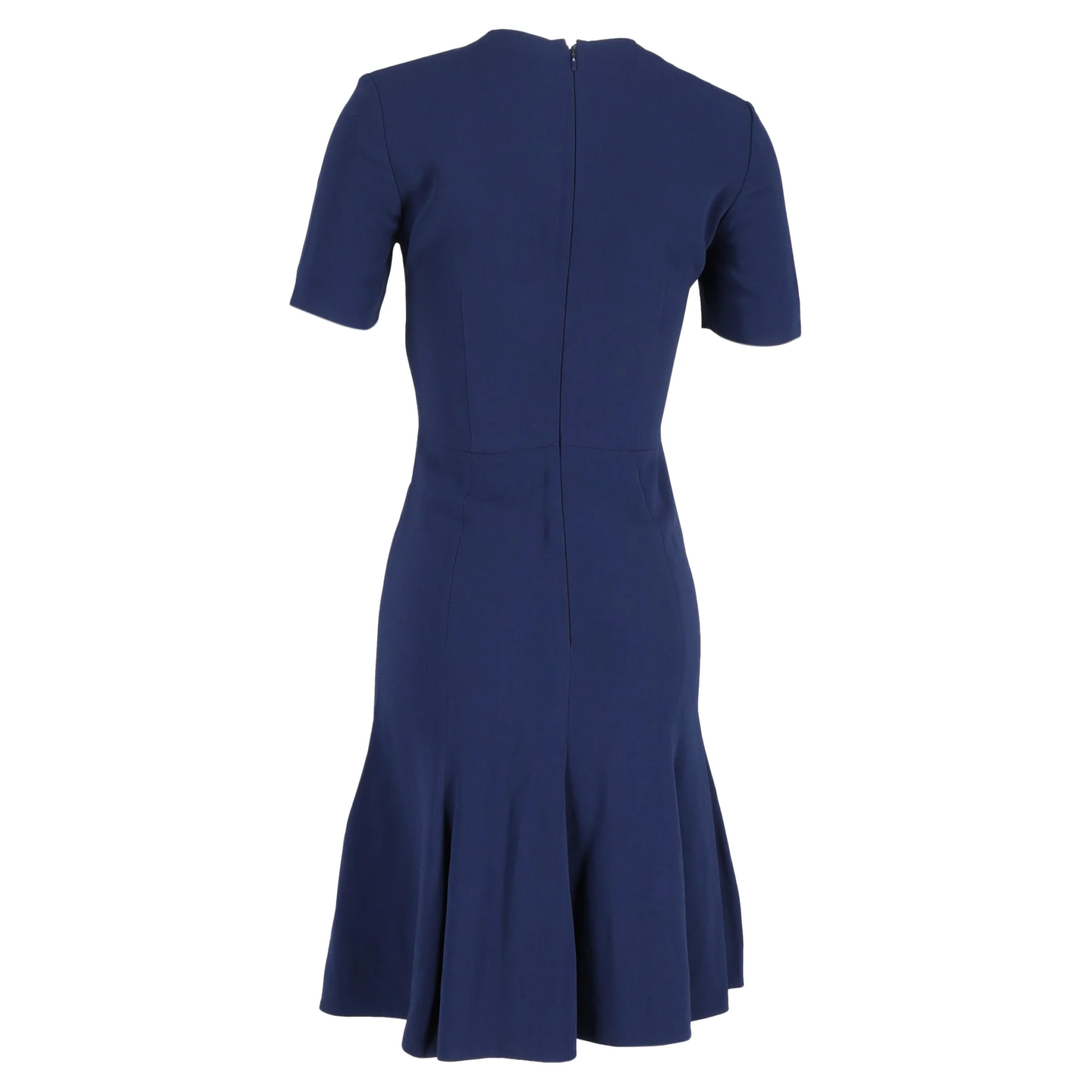 Women's  Stella Mccartney Knee-Length Short Sleeve Dress in Navy Blue Viscose - Image 3