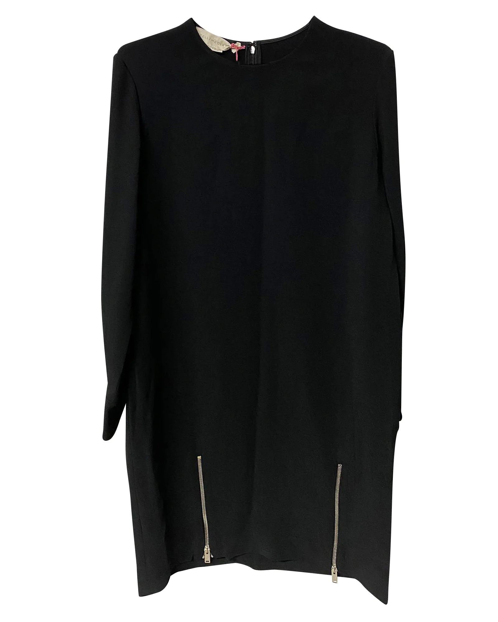 Women's Stella McCartney Knee-Length Zipper Detail Dress in Black Rayon - Image 4