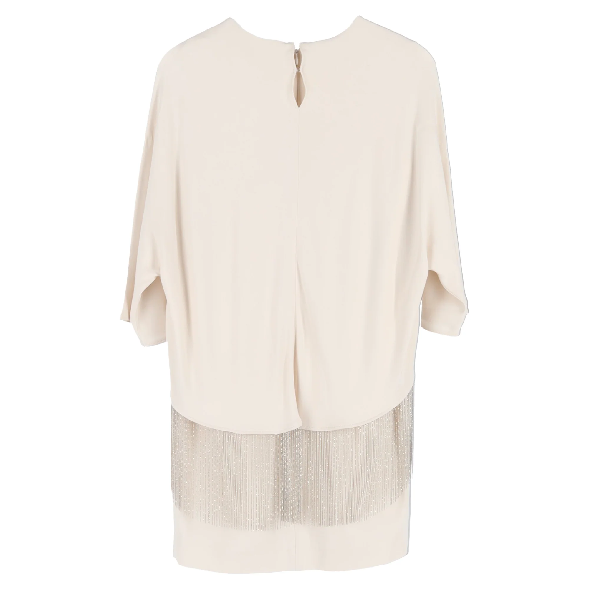 Women's Stella McCartney Krista Cape-Effect Fringed Mini Dress in White Viscose - Image 2