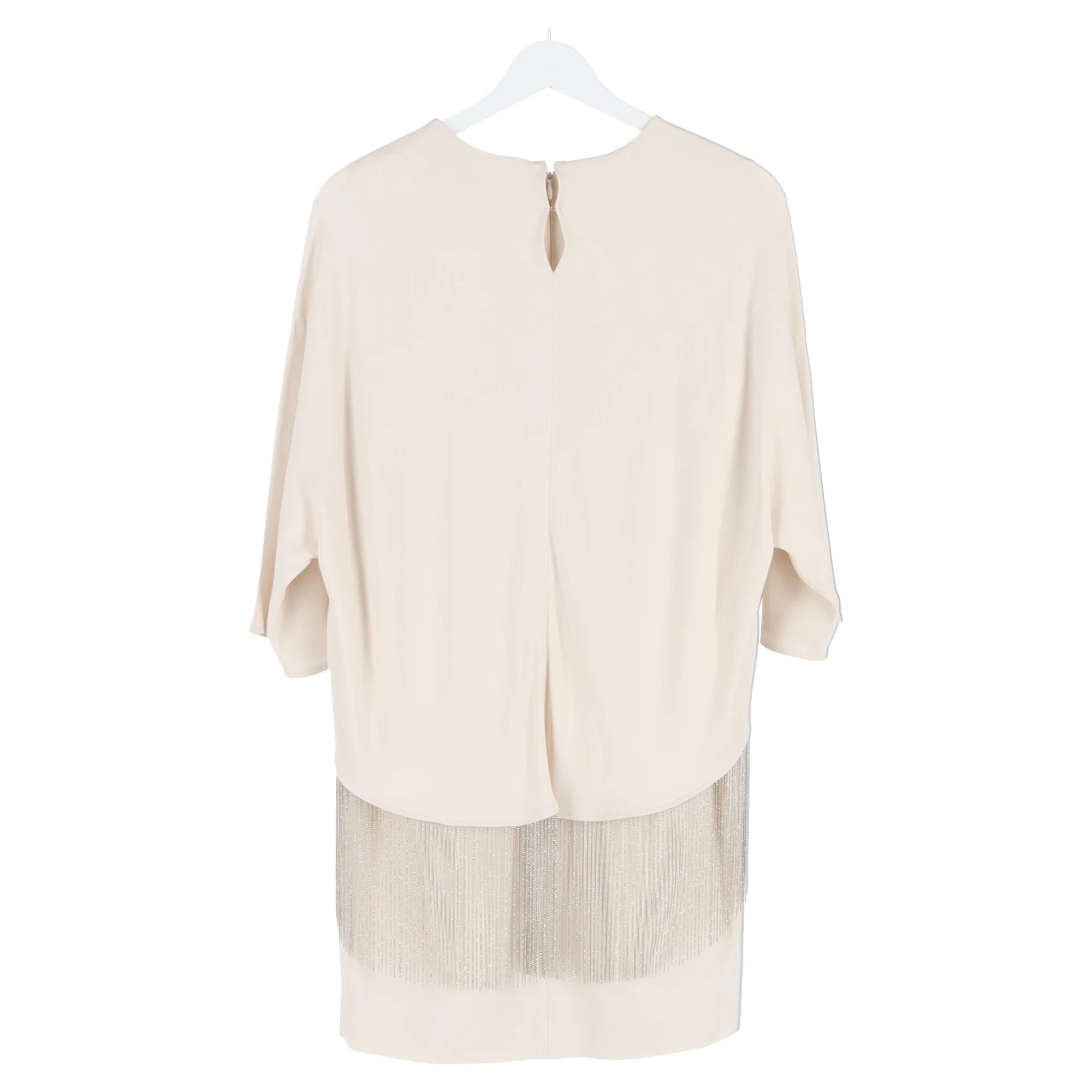 Women's Stella McCartney Krista Cape-Effect Fringed Mini Dress in White Viscose - Image 5
