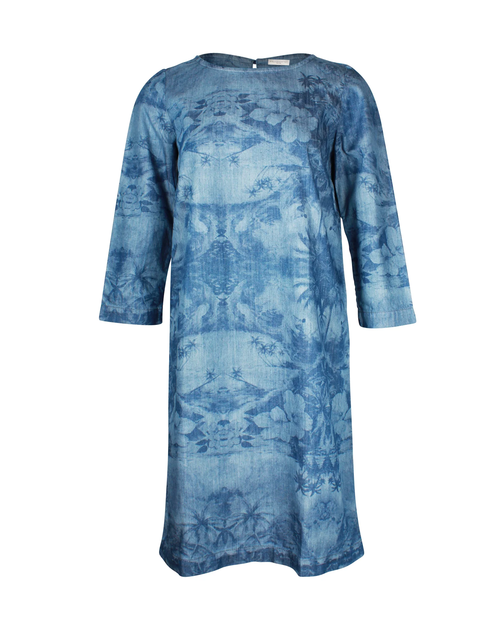 Women's Stella McCartney Landscape Print Mini Dress in Blue Cotton