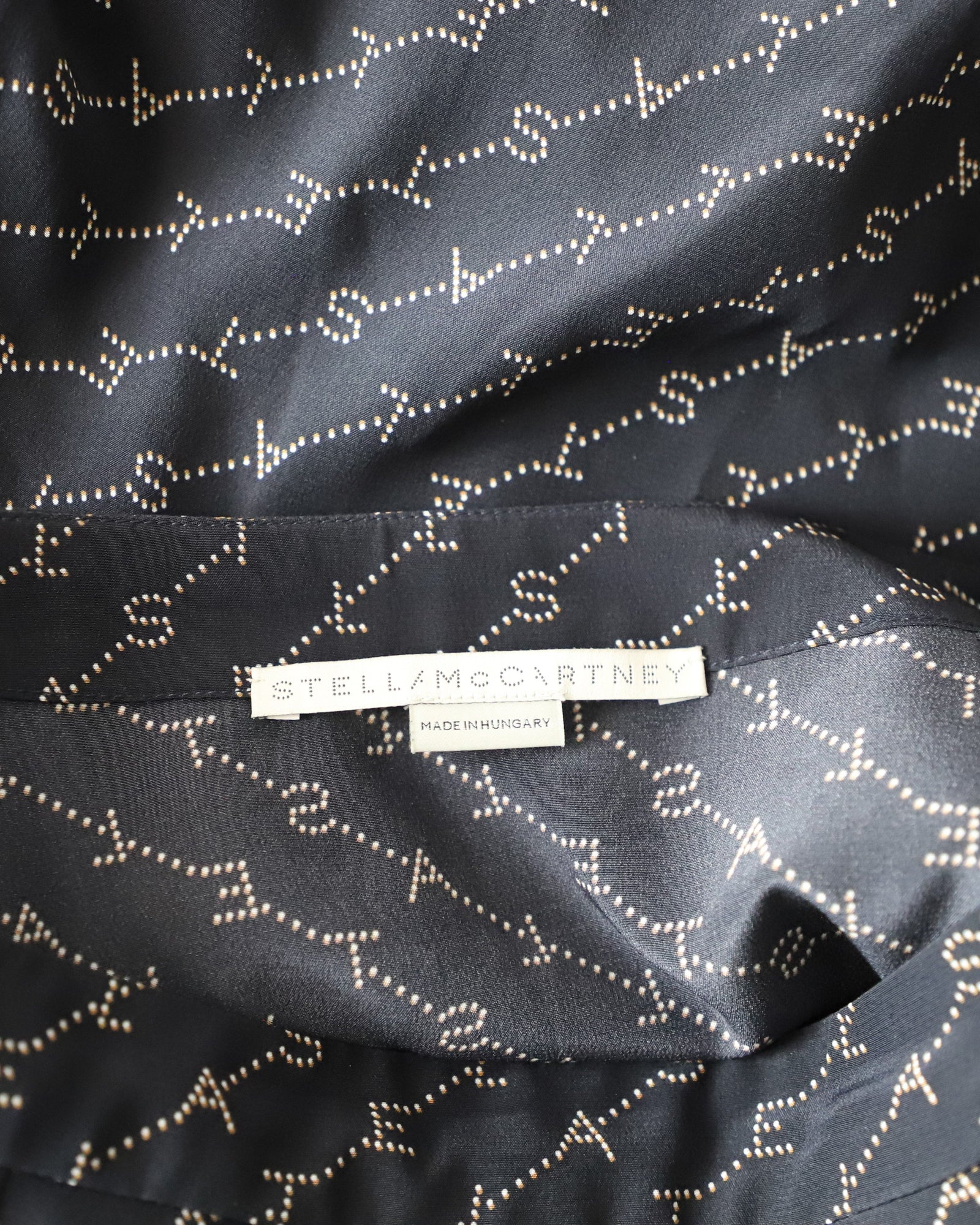 Women's Stella McCartney Logo Print Asymmetric Midi Skirt in Navy Silk - Image 4