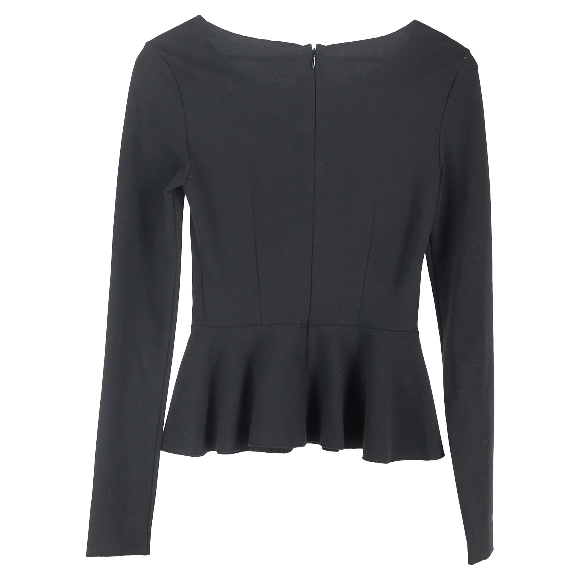 Women's Stella Mccartney Long-Sleeve Peplum Top in Black Polyester - Image 2