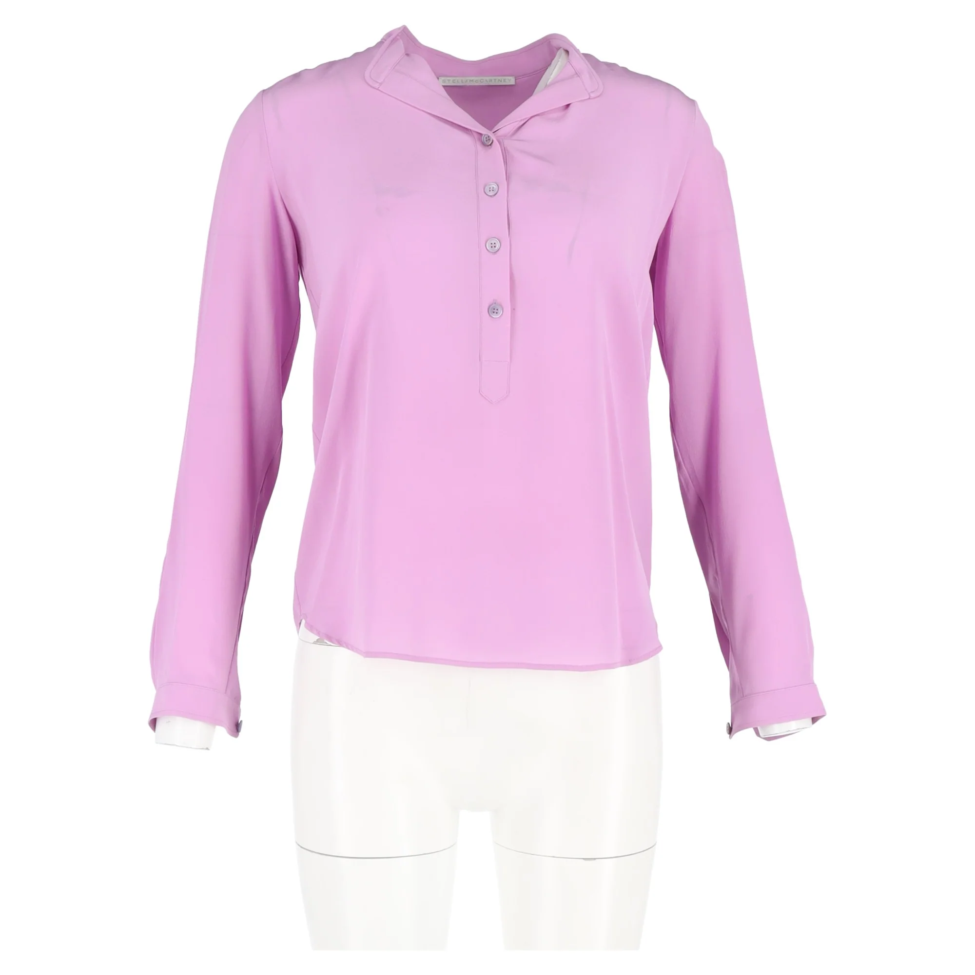 Women's Stella McCartney Long Sleeve Polo Shirt in Purple Cotton - Image 4