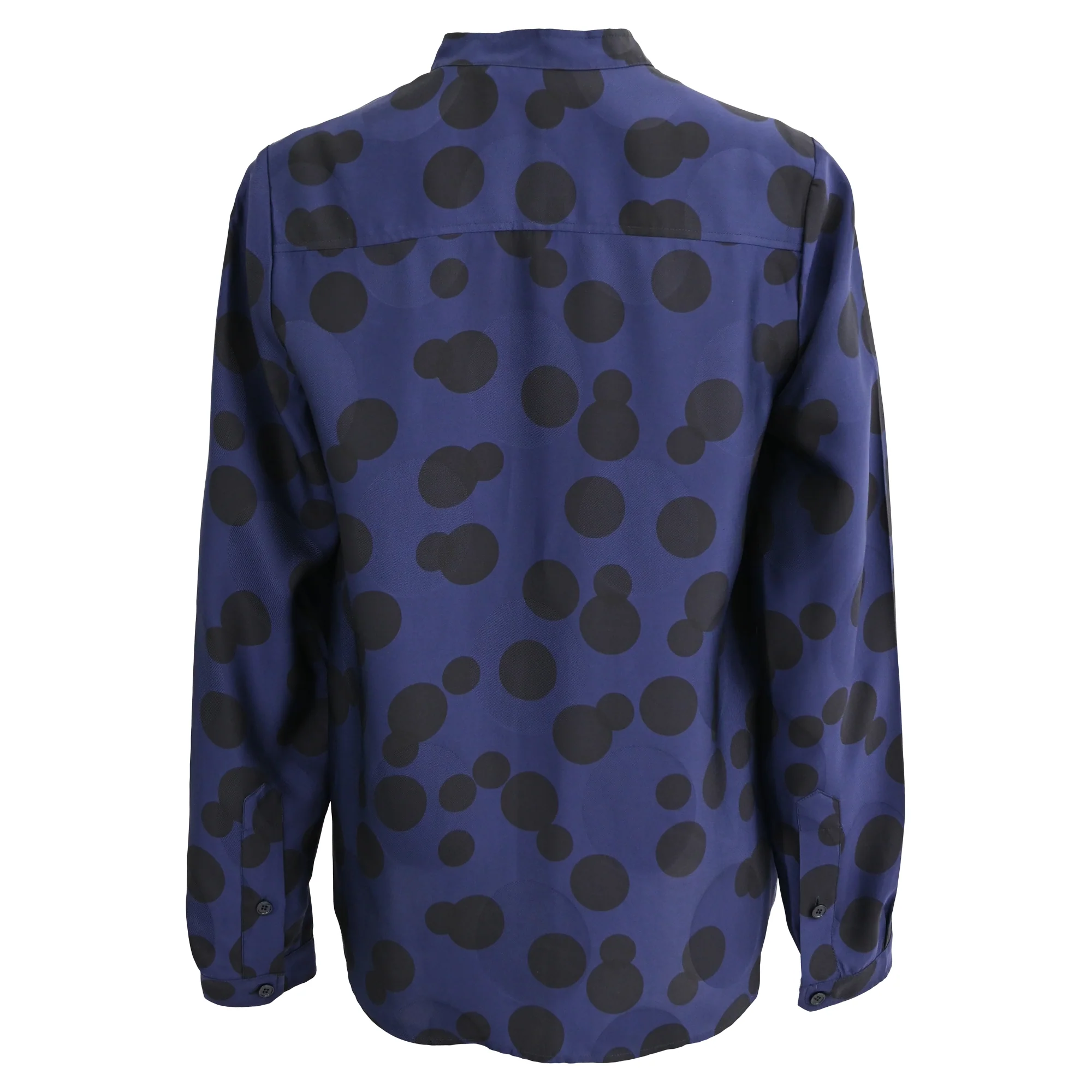 Women's Stella Mccartney Polka Dot Long Sleeve Blouse in Navy Blue Rayon - Image 3