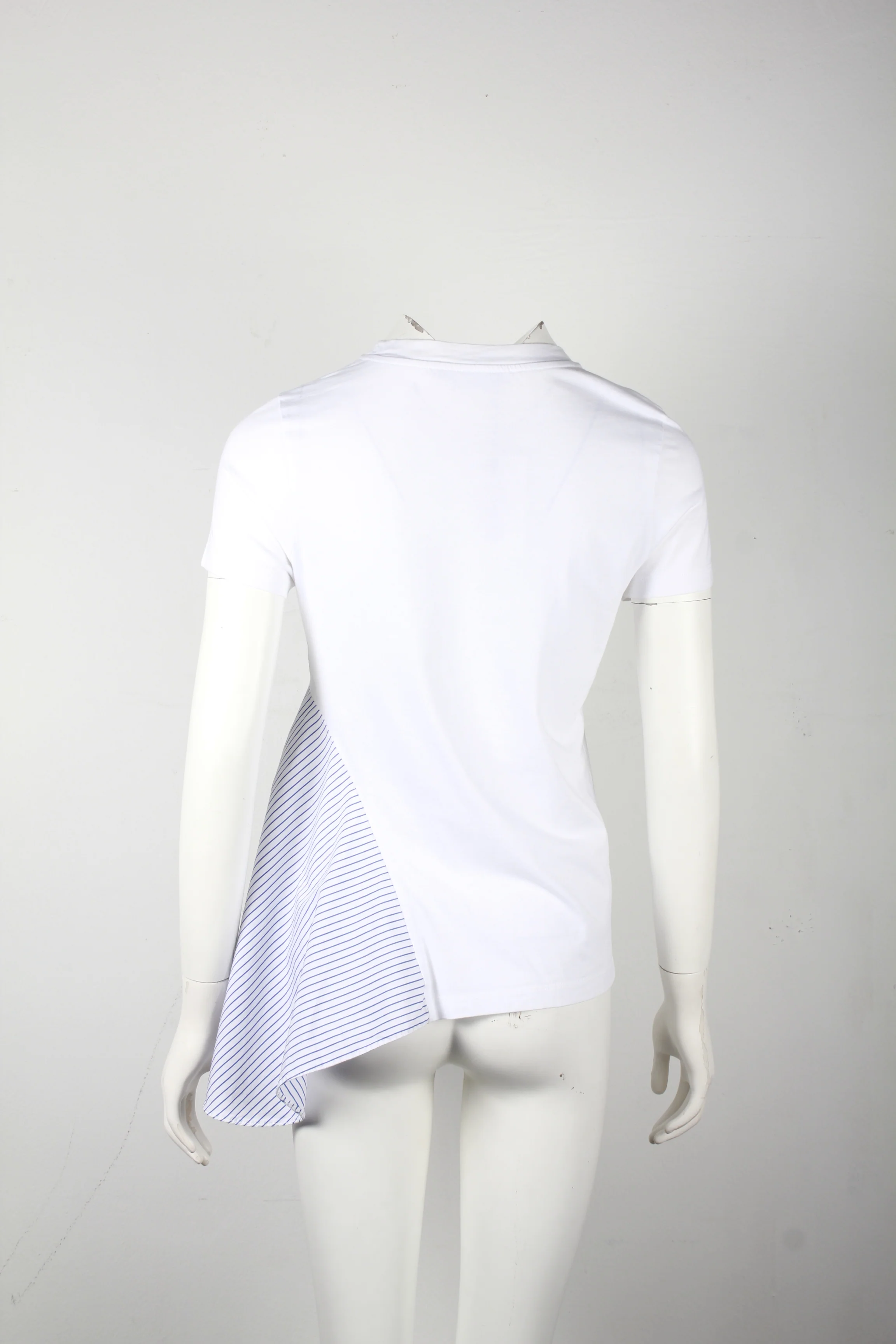 Women's Stella McCartney Stripe Panel T-Shirt in White Cotton - Image 7