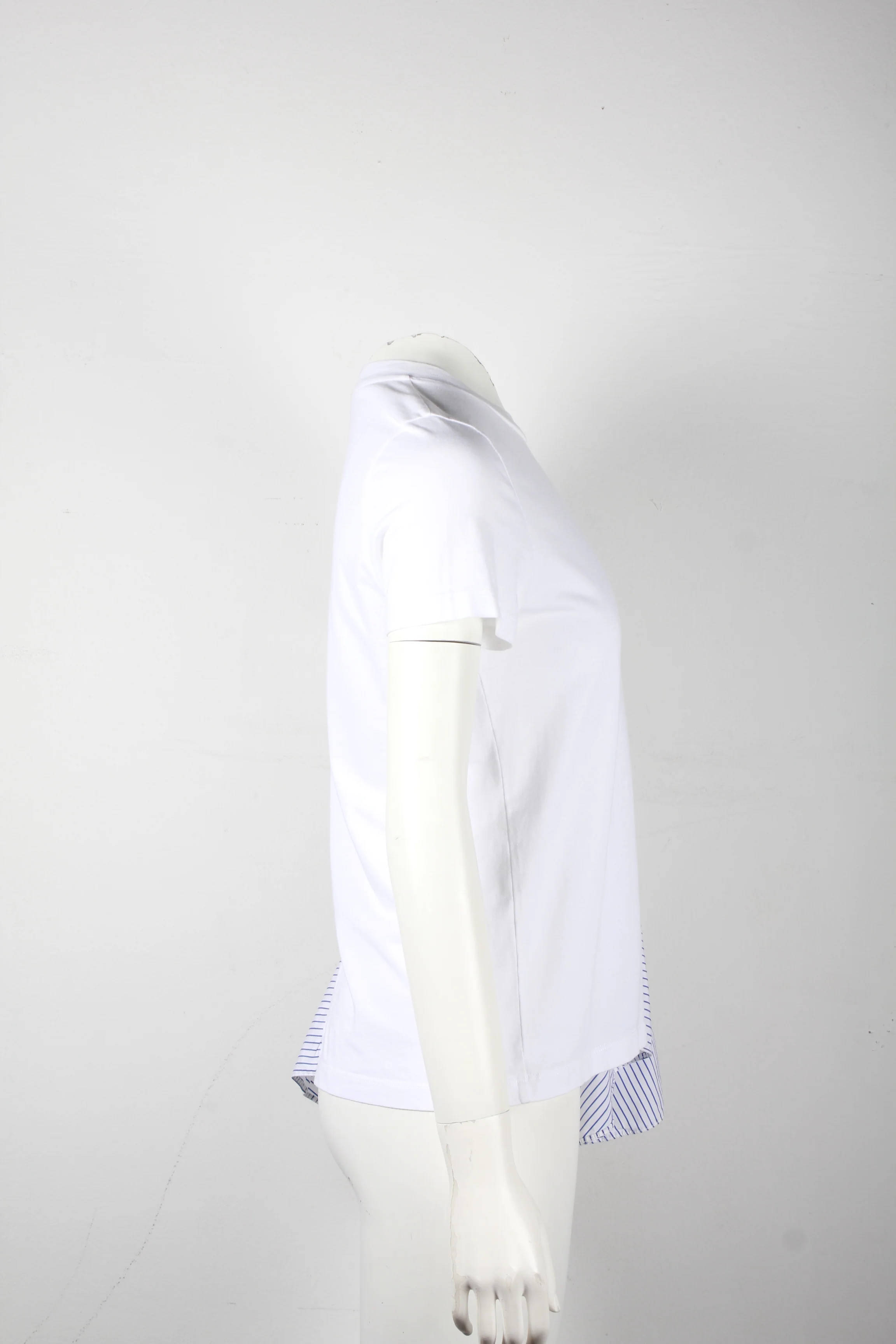 Women's Stella McCartney Stripe Panel T-Shirt in White Cotton - Image 8