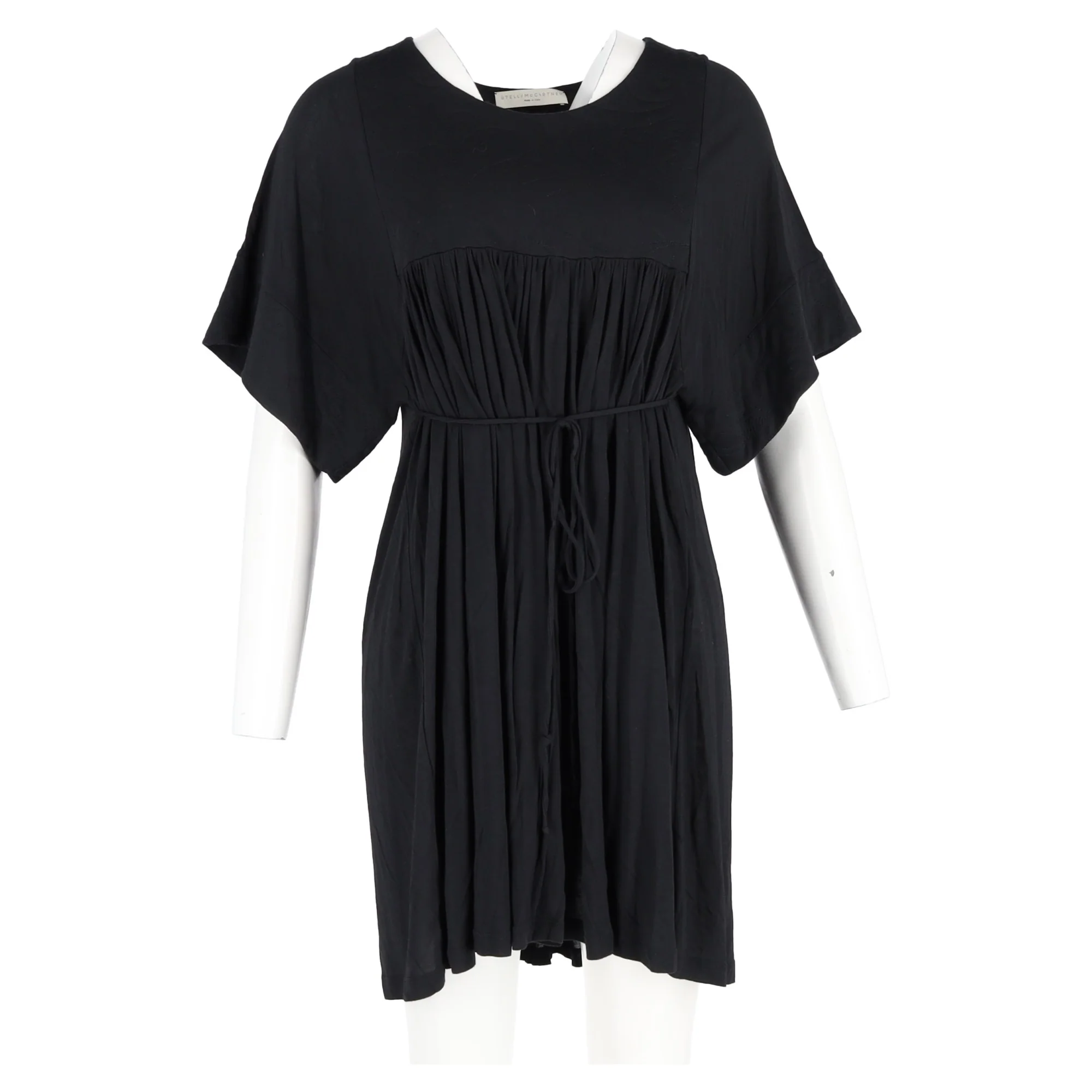 Women's  Stella Mccartney Tie Waist Mini Dress in Black Cotton - Image 4