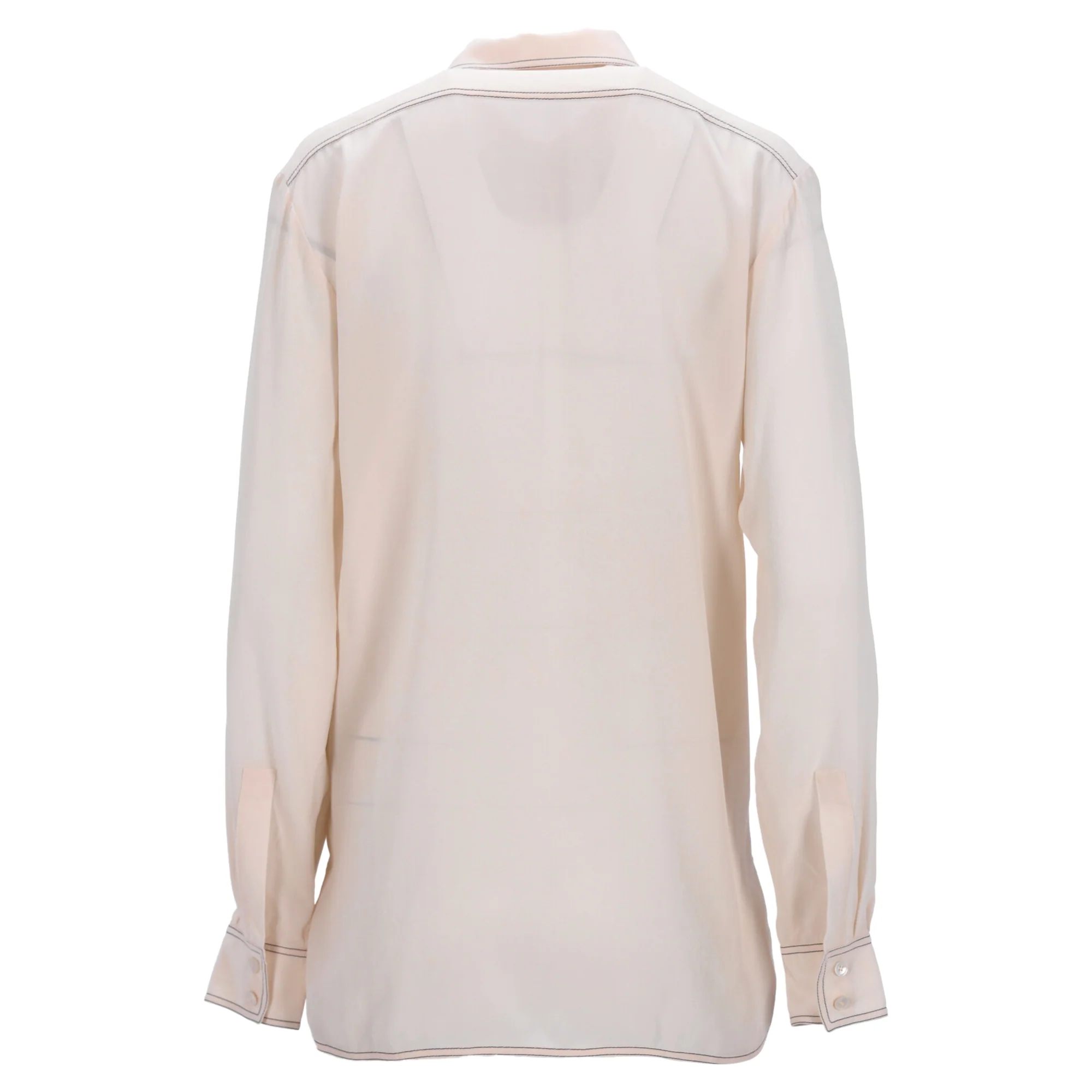 Women's Stella Mccartney Two Pockets Long Sleeve Shirt in Light Peach Crepe Satin - Image 3
