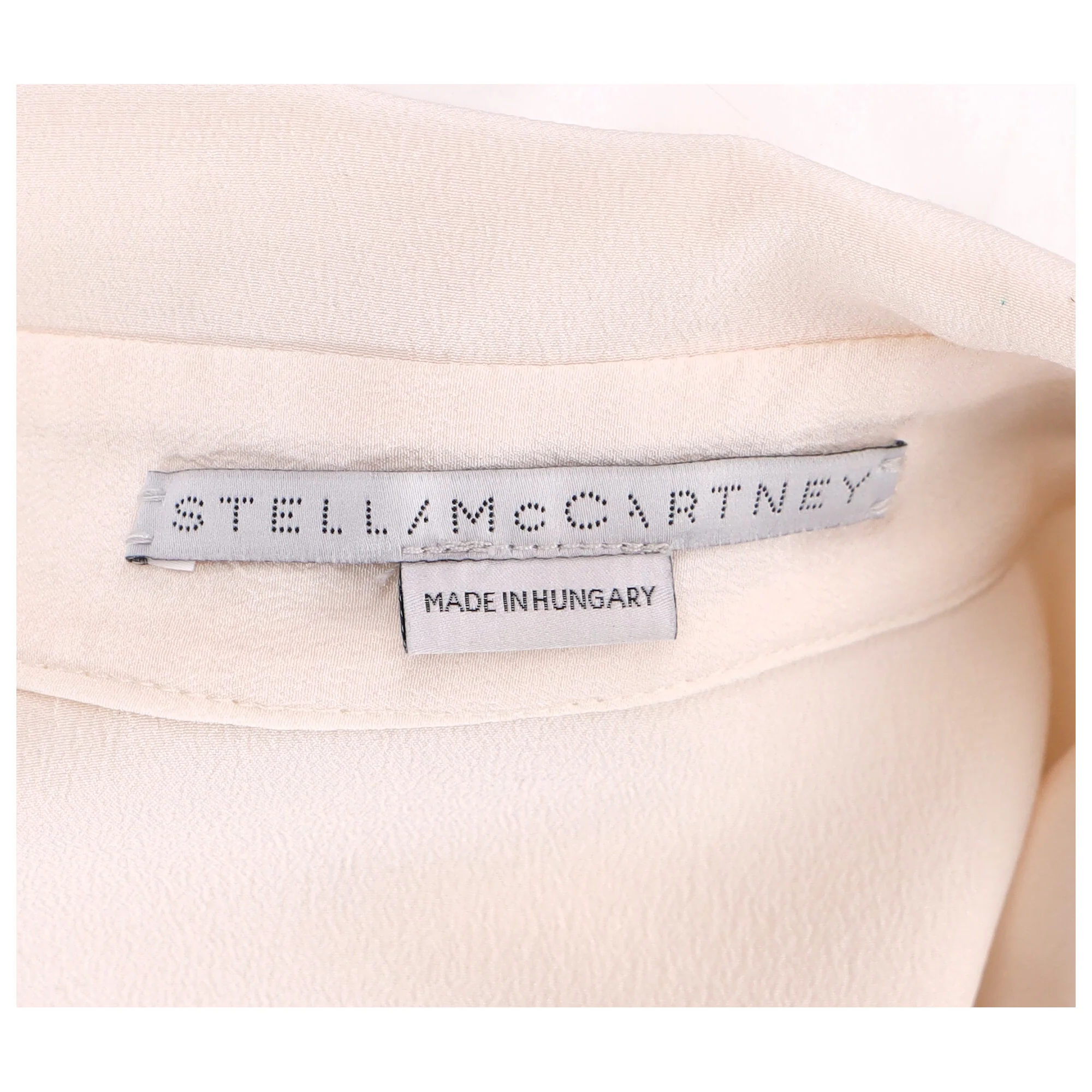 Women's Stella Mccartney Two Pockets Long Sleeve Shirt in Light Peach Crepe Satin - Image 9