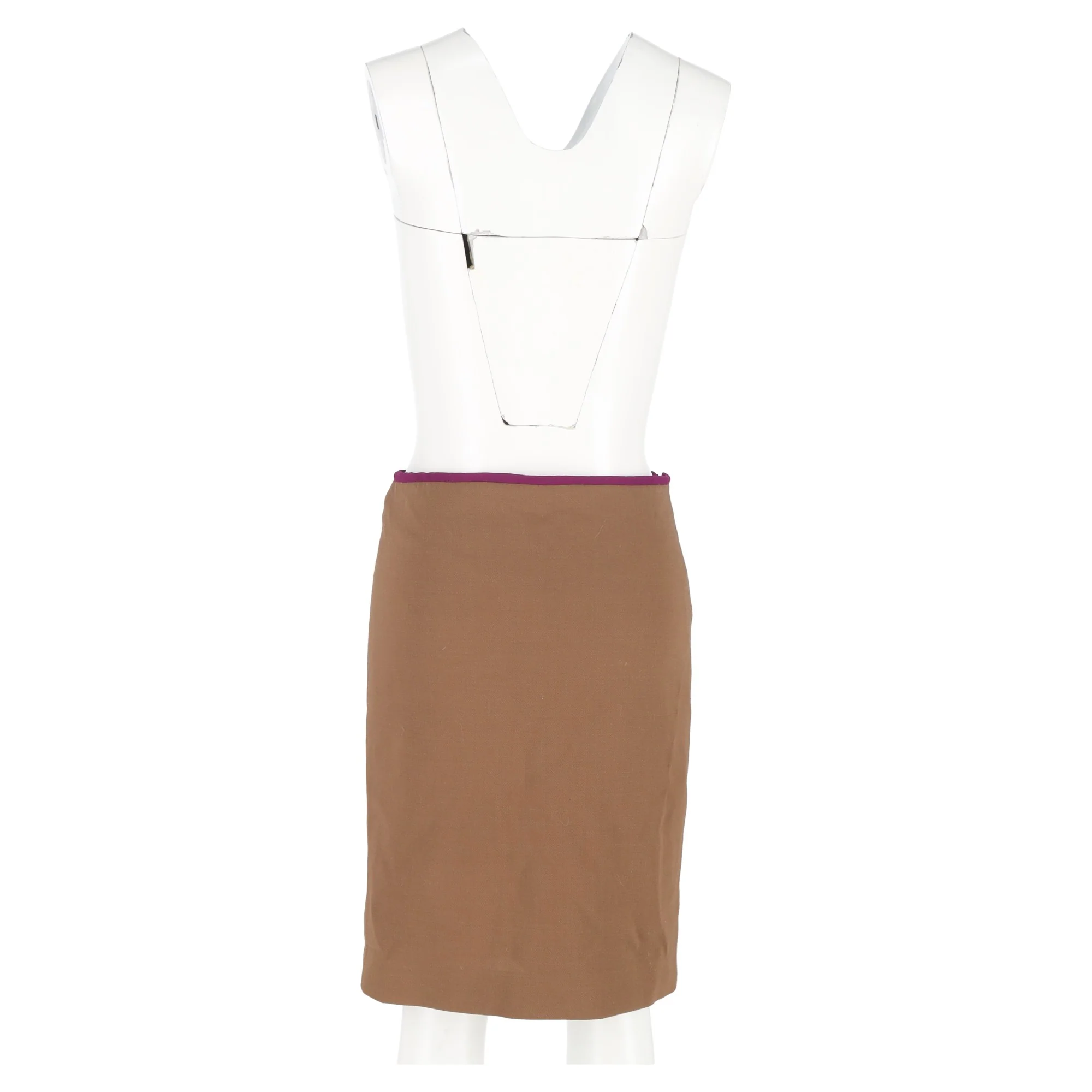 Women's  The Row Front Slit Knee-Length Pencil Skirt in Brown and Violet Wool - Image 6