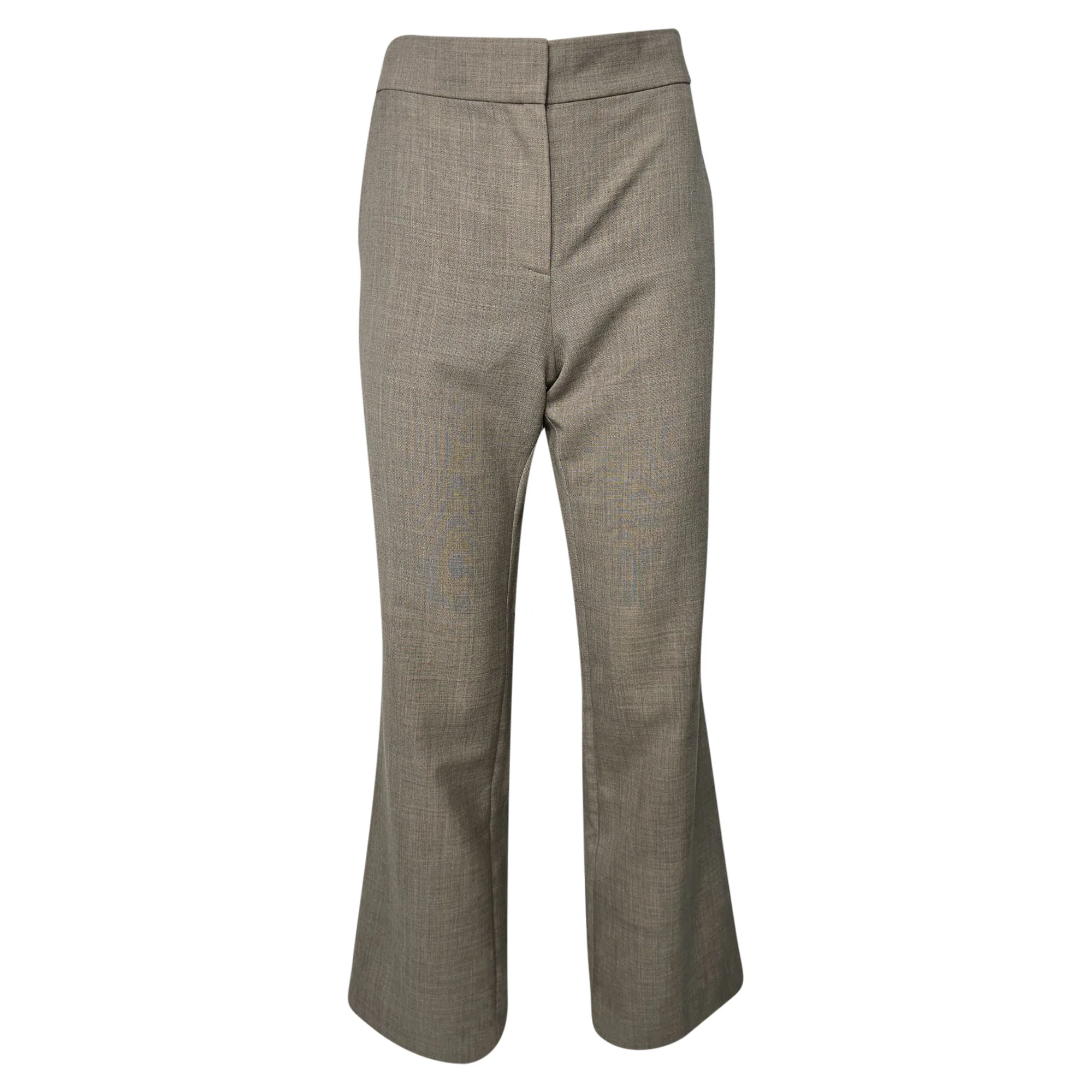 Women's The Row High-Rise Flared Trousers in Beige Wool