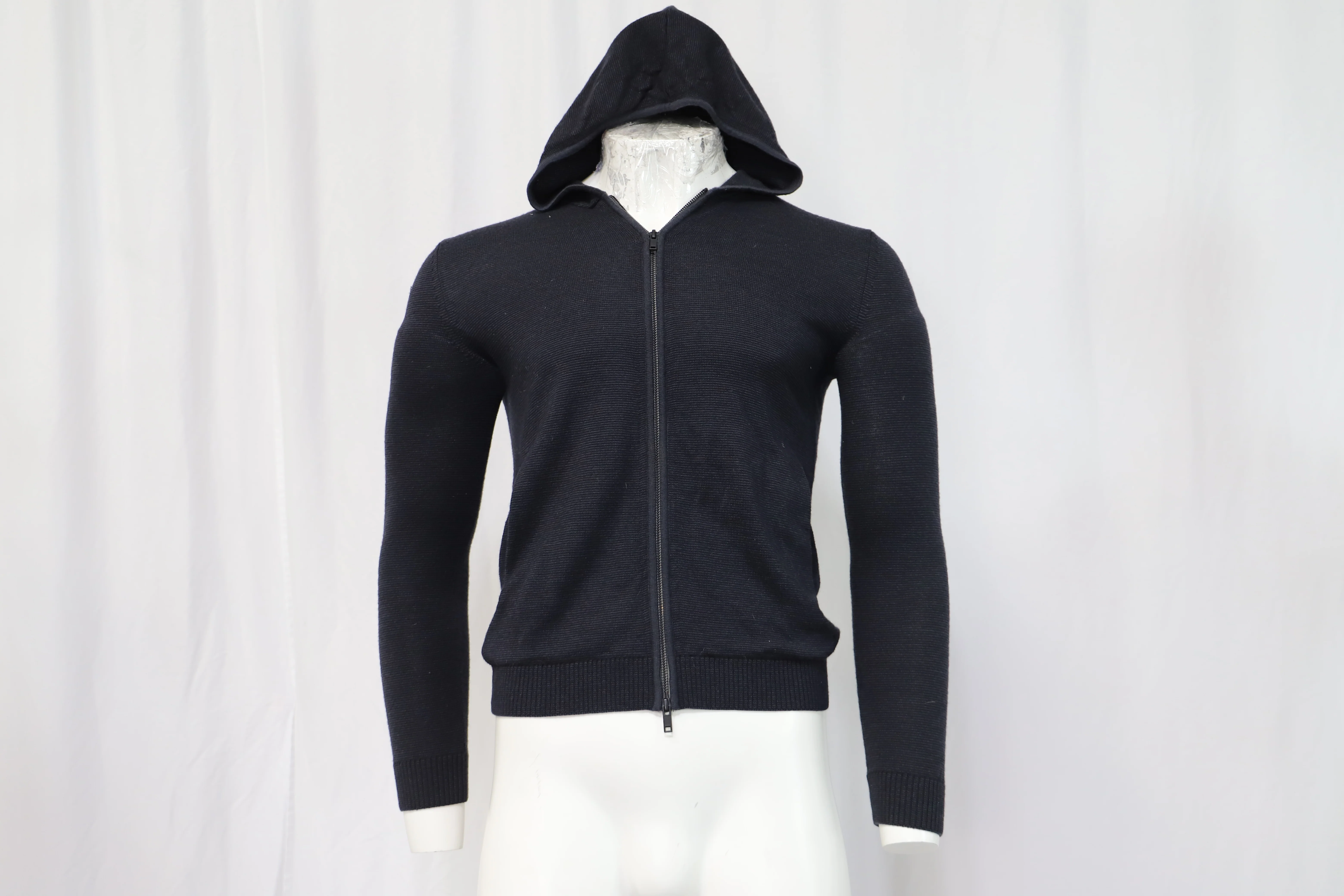 Men's Theory Knitted Zipped Hoodie in Navy Blue Wool - Image 7
