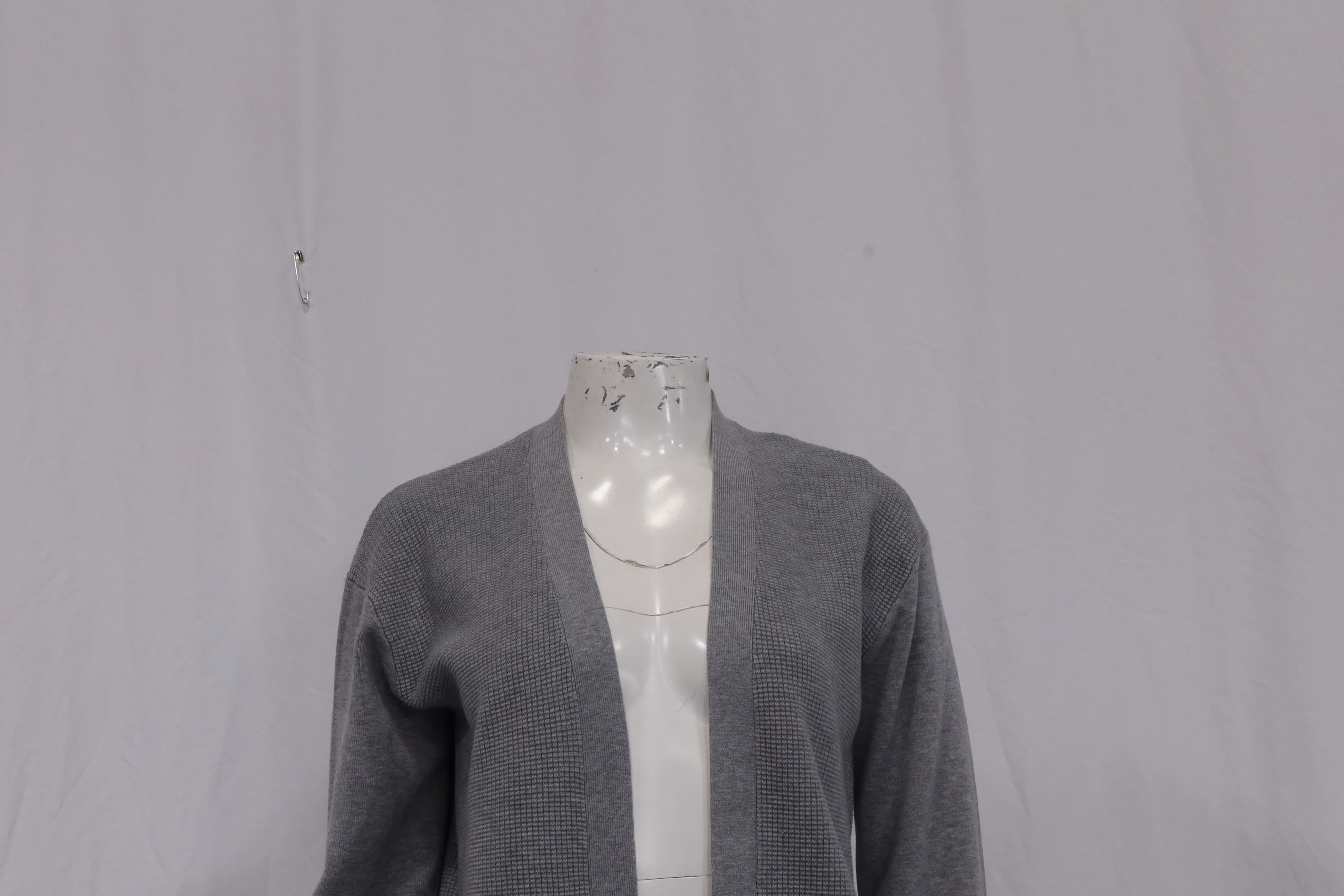Men's Theory Open Cardigan in Grey Tencel - Image 8