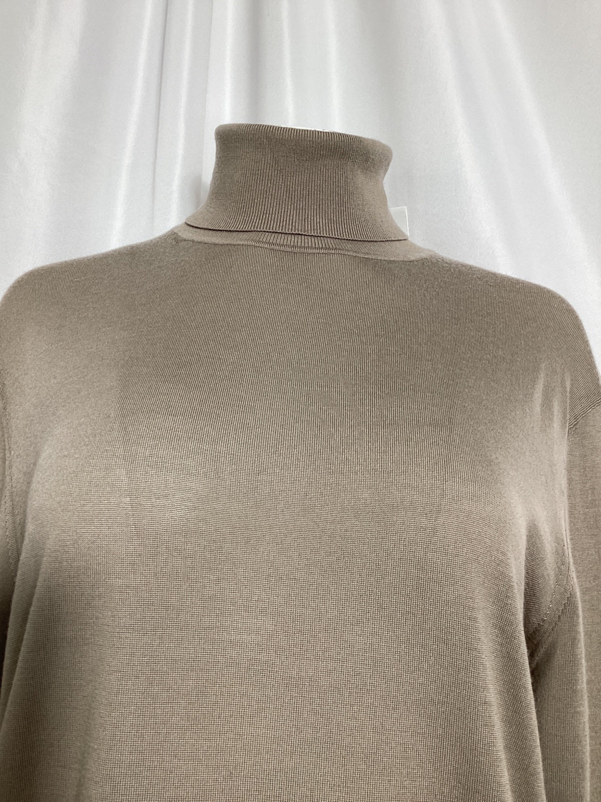 Men's Theory Turtleneck Sweater in Beige Wool - Image 9